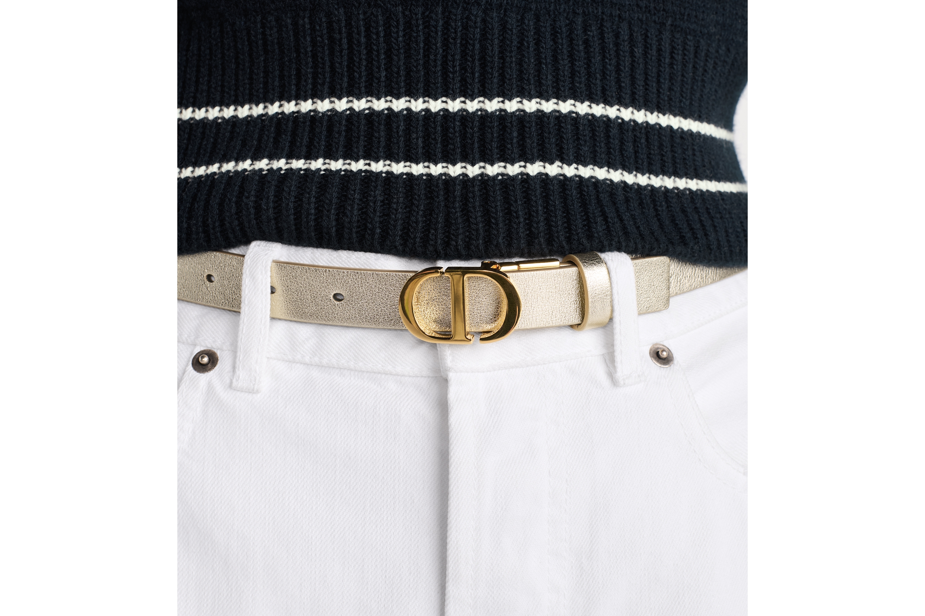 look_image_alt_prefix 30 Montaigne 双面腰带 20 毫米金色调和奶白色光滑牛皮革 E13