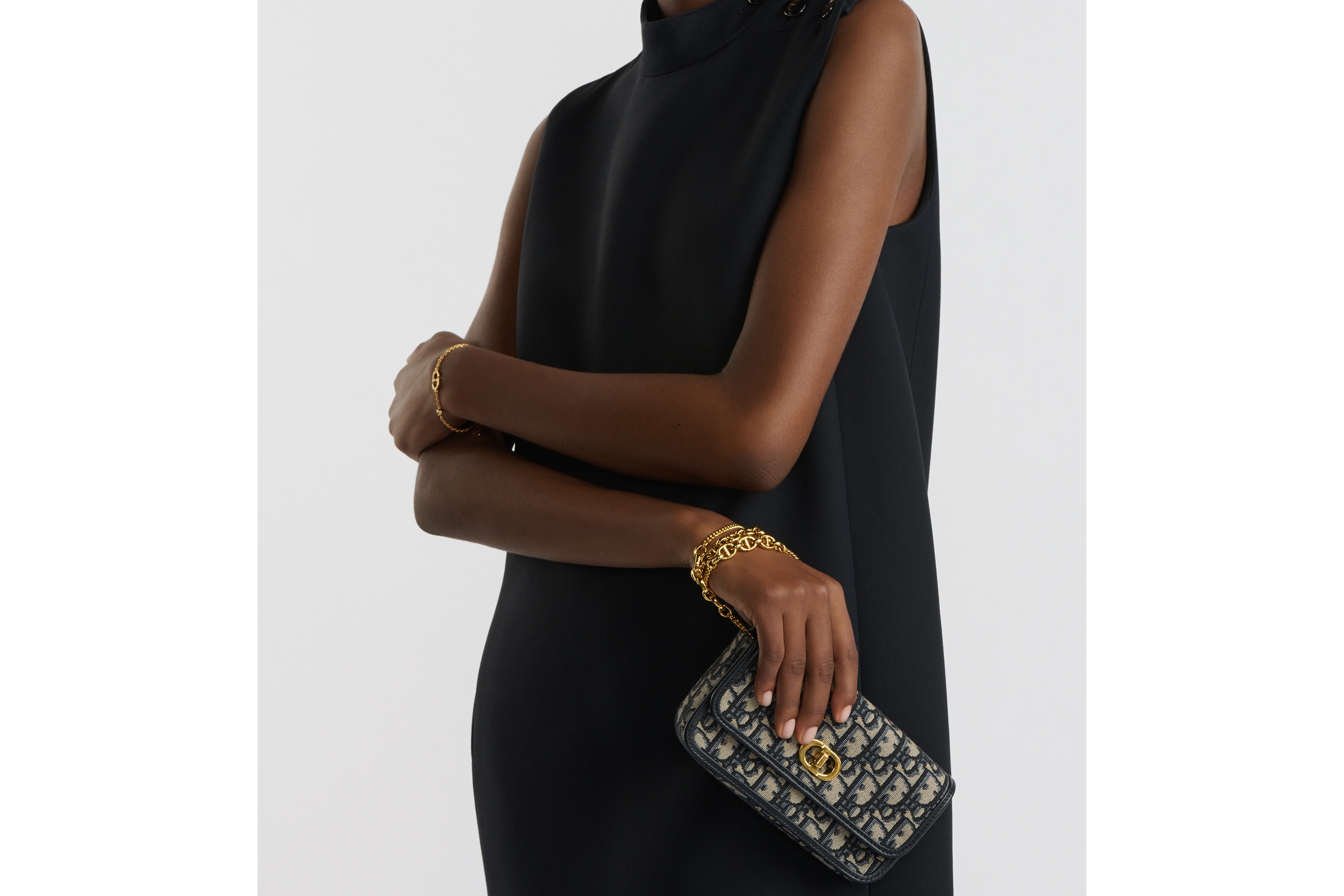 小号 Miss Caro 链条手袋 蓝色 Oblique 印花面料 E11