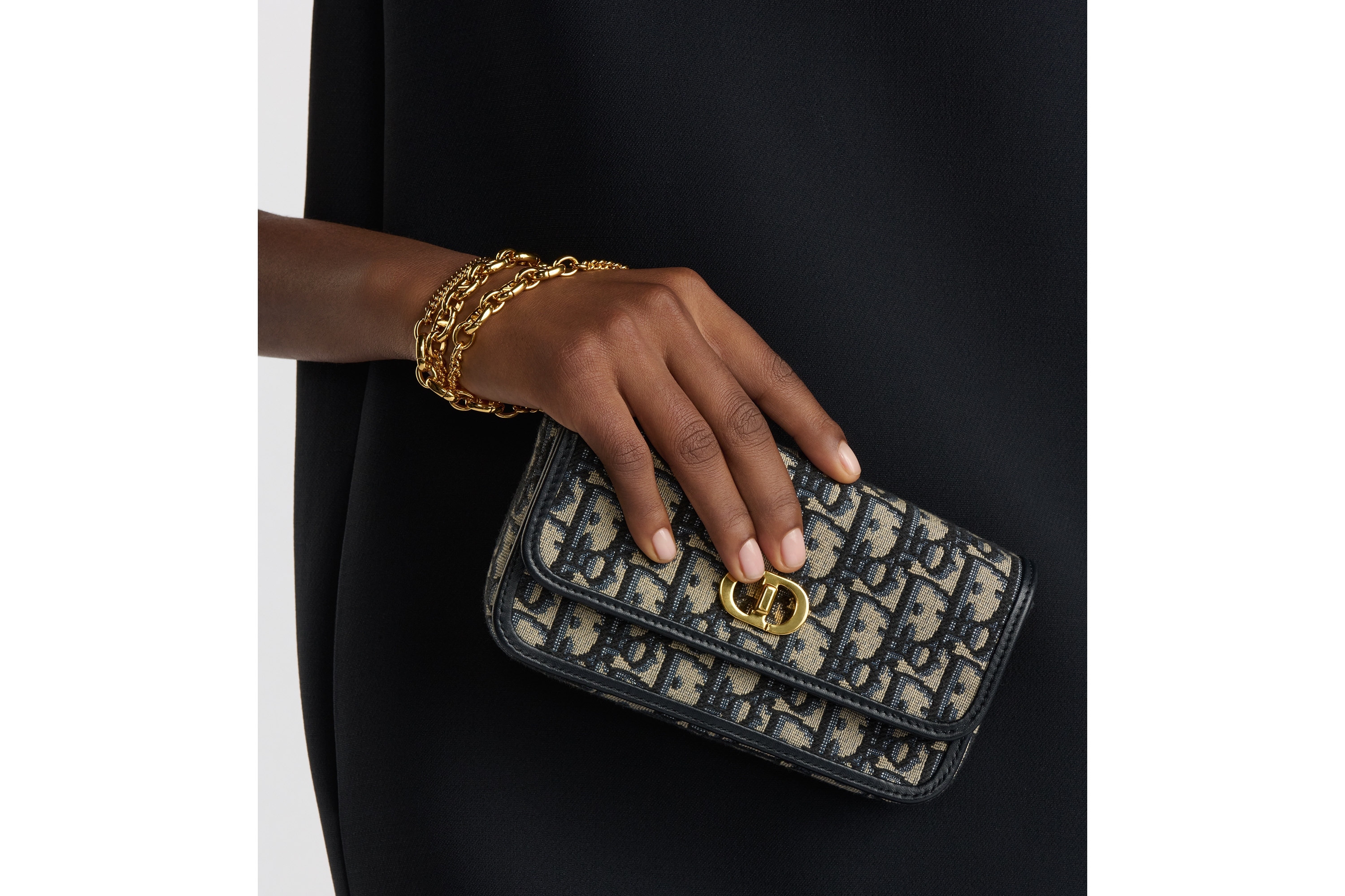 look_image_alt_prefix 小号 Miss Caro 链条手袋 蓝色 Oblique 印花面料 E17