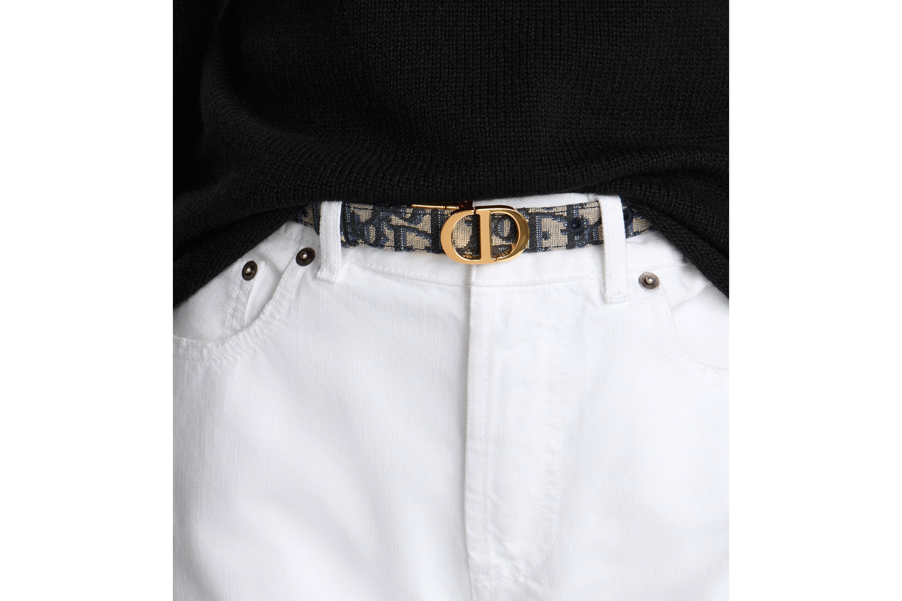 look_image_alt_prefix 30 Montaigne 双面腰带 20 毫米蓝色光滑牛皮革和 Oblique 印花面料 E13