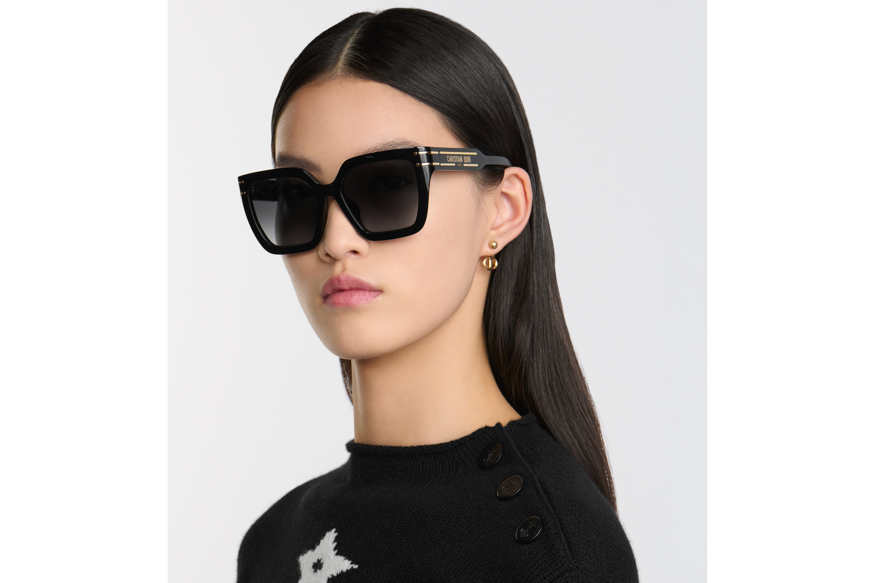 look_image_alt_prefix DiorSignature S10F 太阳眼镜 黑色正方形镜框 E07