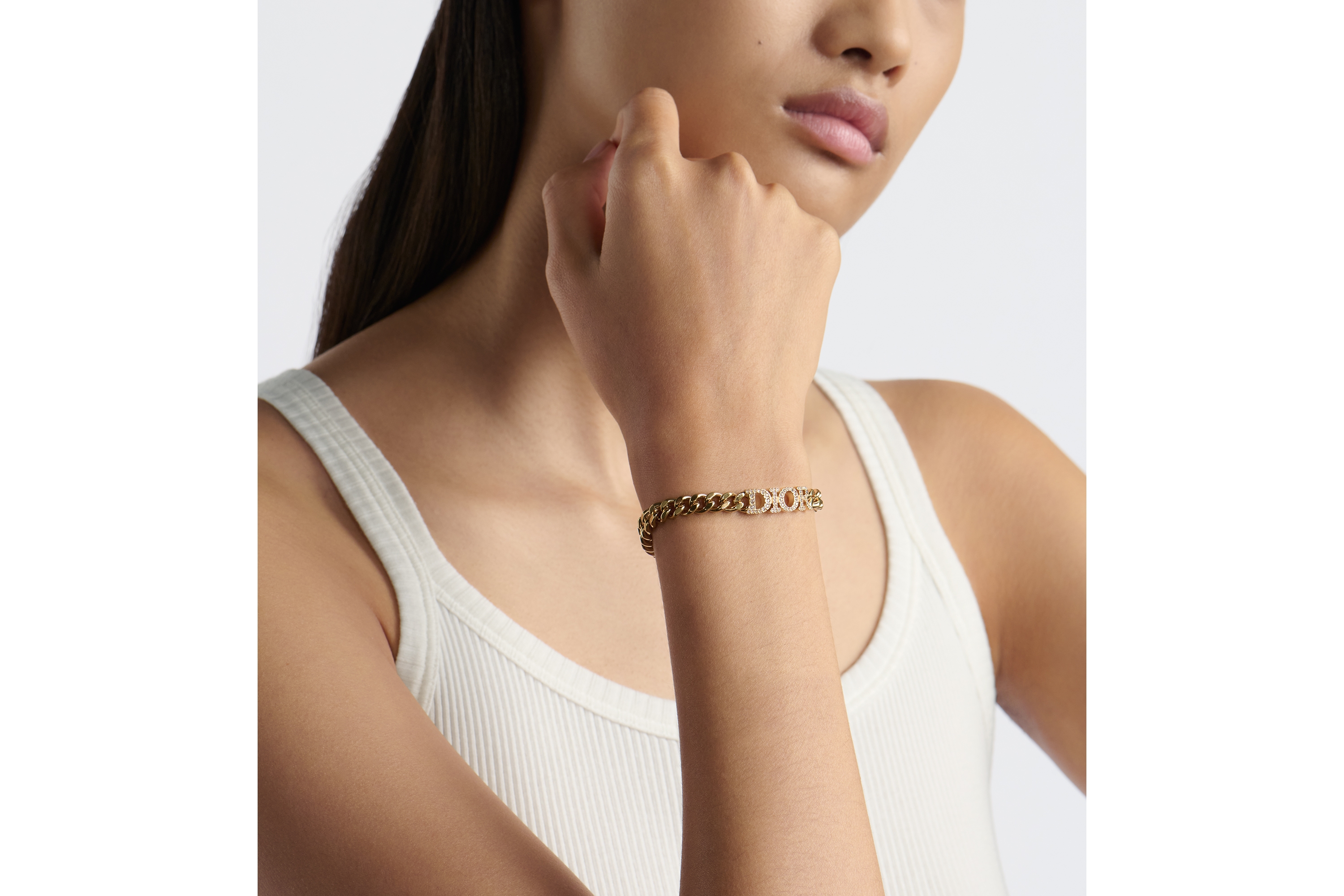 Dio(r)evolution 手链 金色饰面金属和白色仿水晶装饰 E11