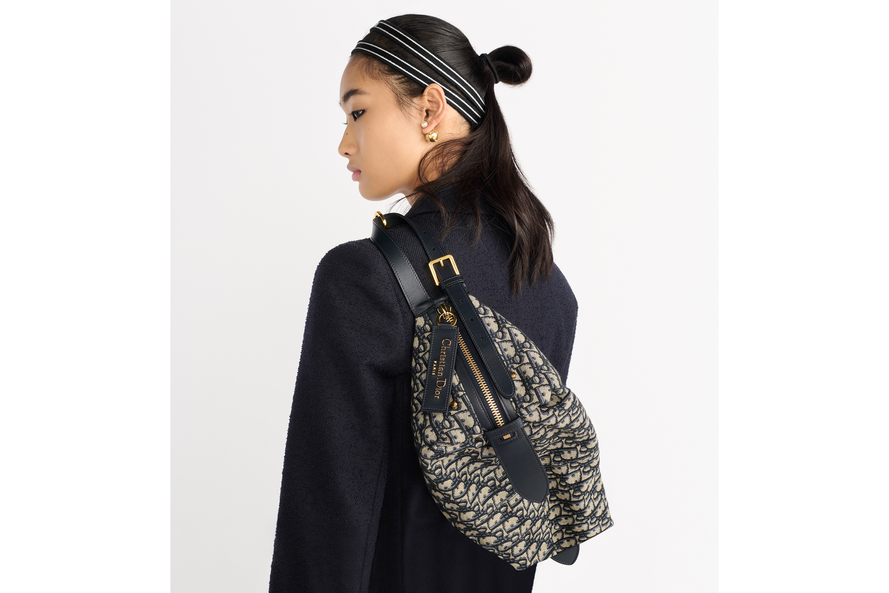 look_image_alt_prefix 大号 D-Journey 手袋 蓝色 Oblique 印花面料 E06