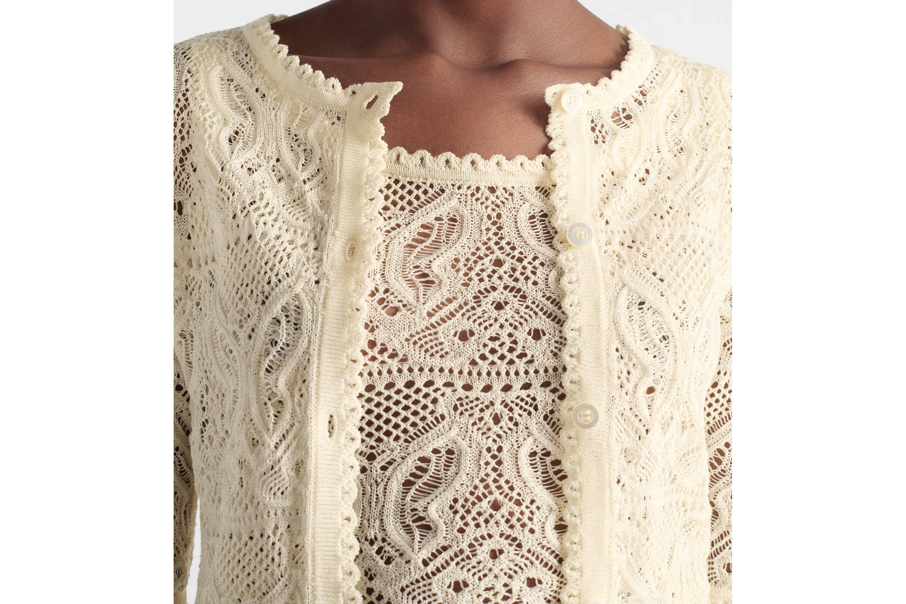 Dioriviera 两件套 白色棉质钩编蝴蝶图案 E12