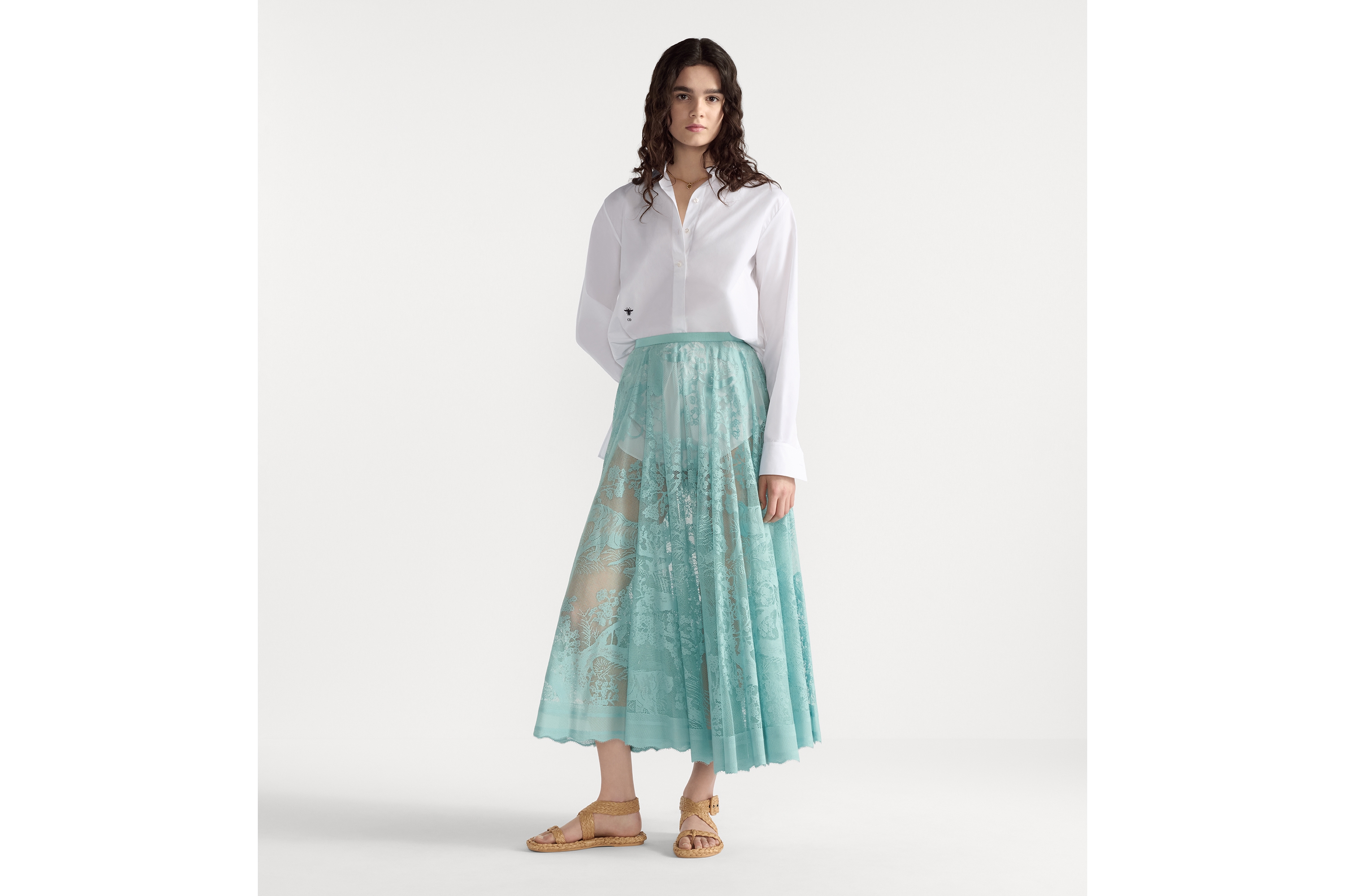 look_image_alt_prefix Dioriviera 长款衬衫 白色棉府绸 E01