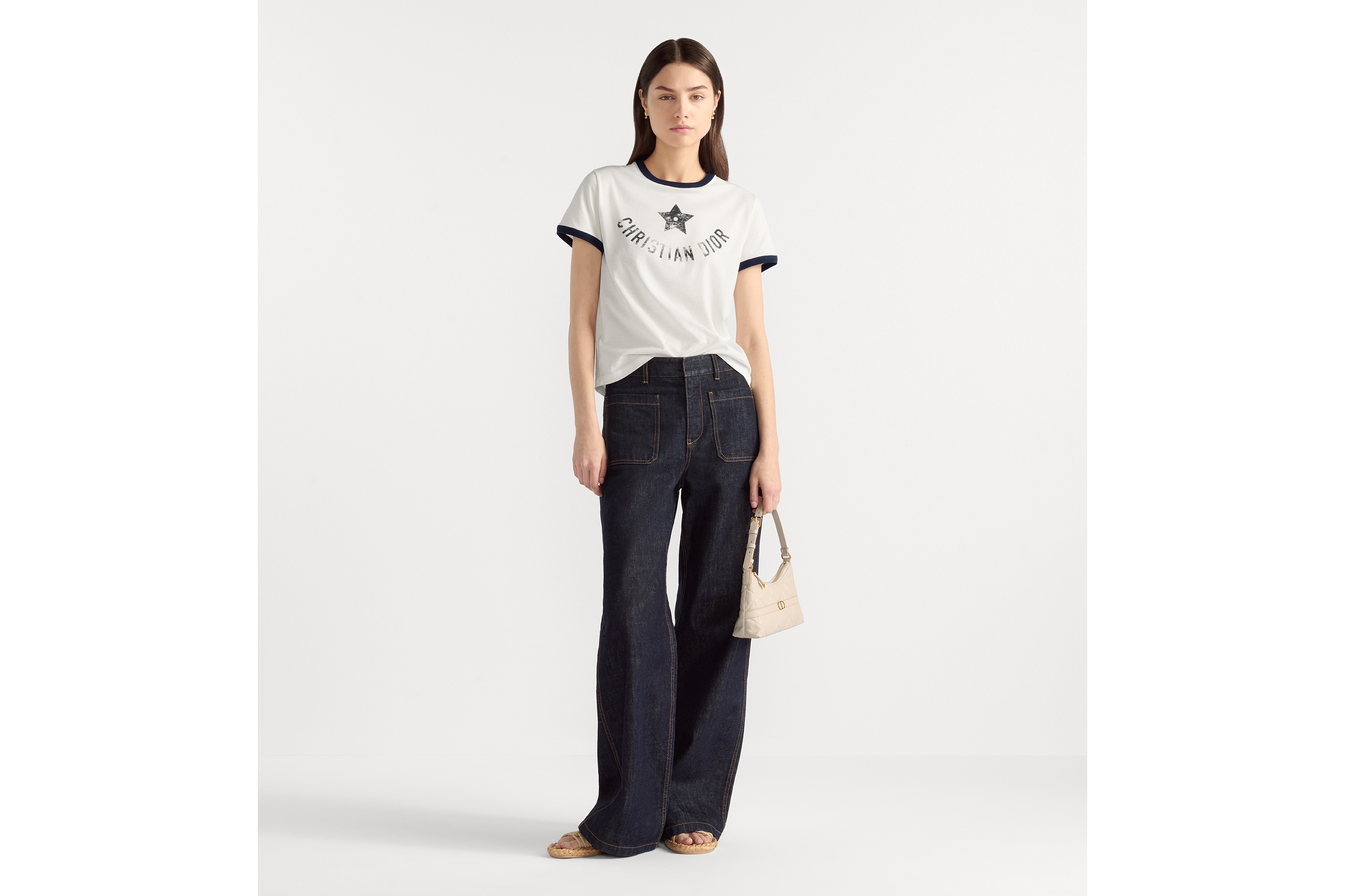 look_image_alt_prefix Dioriviera T 恤 白色、黑色和海军蓝色棉质平纹针织面料 E17