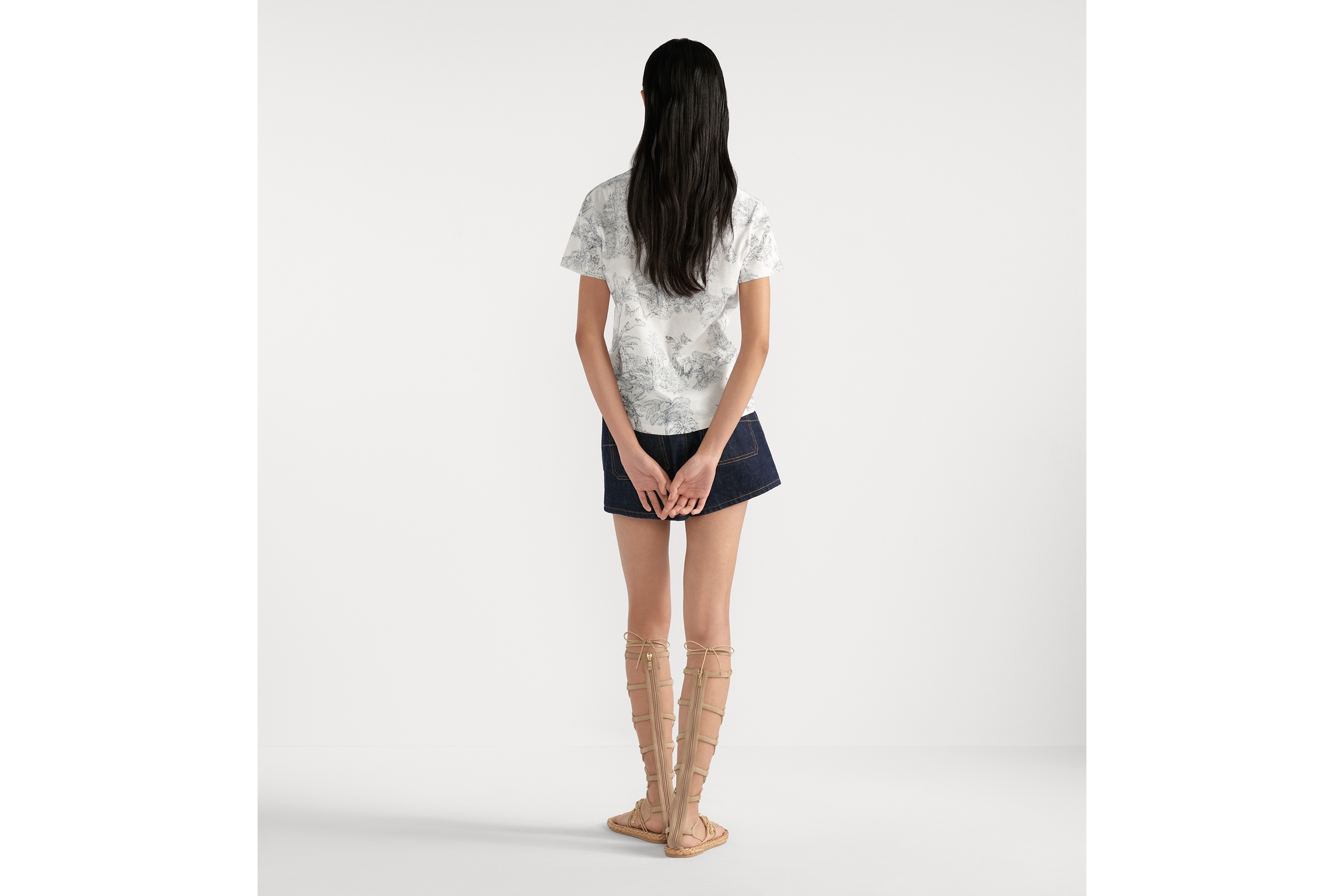 look_image_alt_prefix Dioriviera T 恤 白色和蓝色棉质混纺平纹针织面料 Palms 茹伊印花 E03