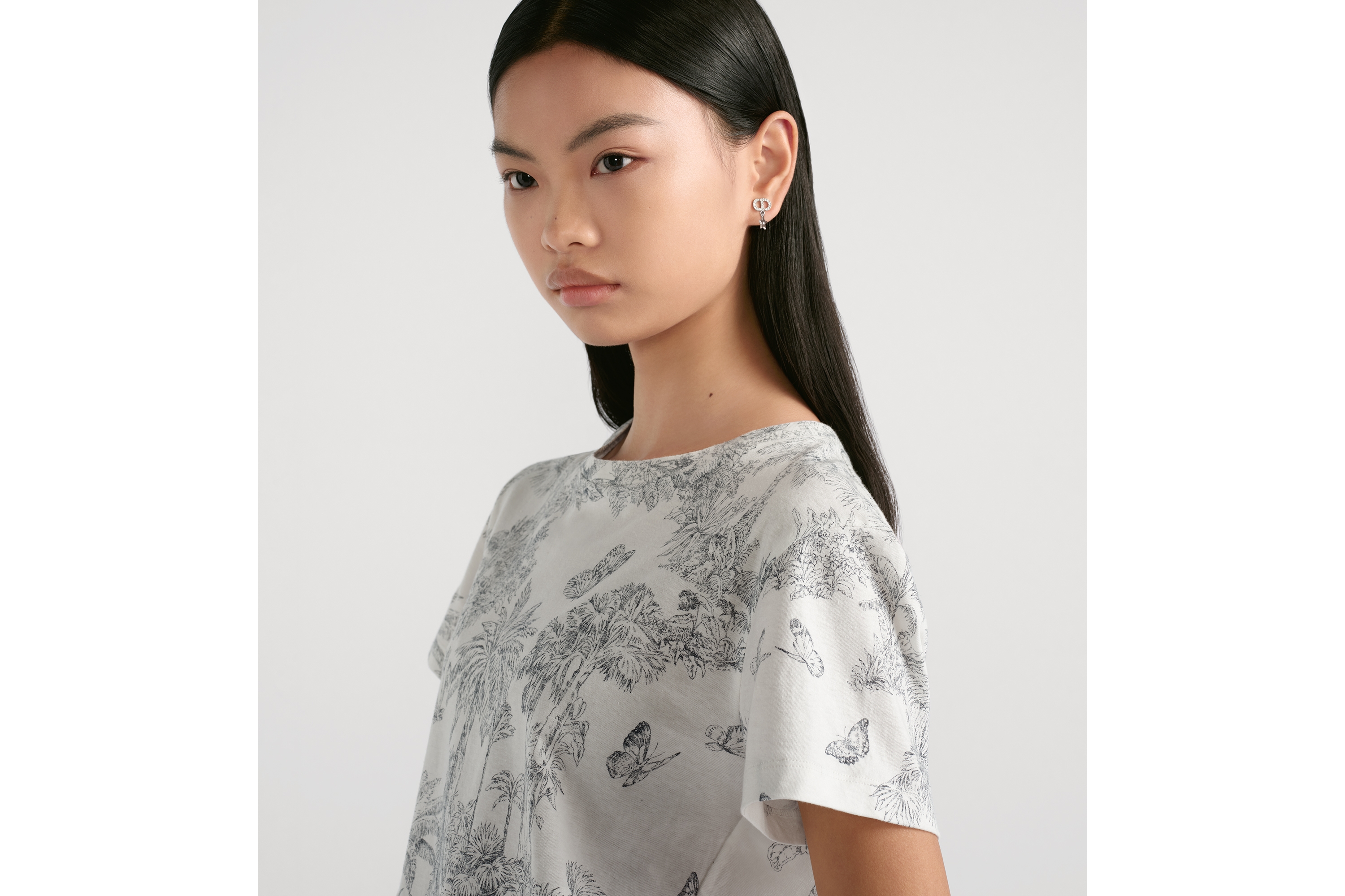 look_image_alt_prefix Dioriviera T 恤 白色和蓝色棉质混纺平纹针织面料 Palms 茹伊印花 E12