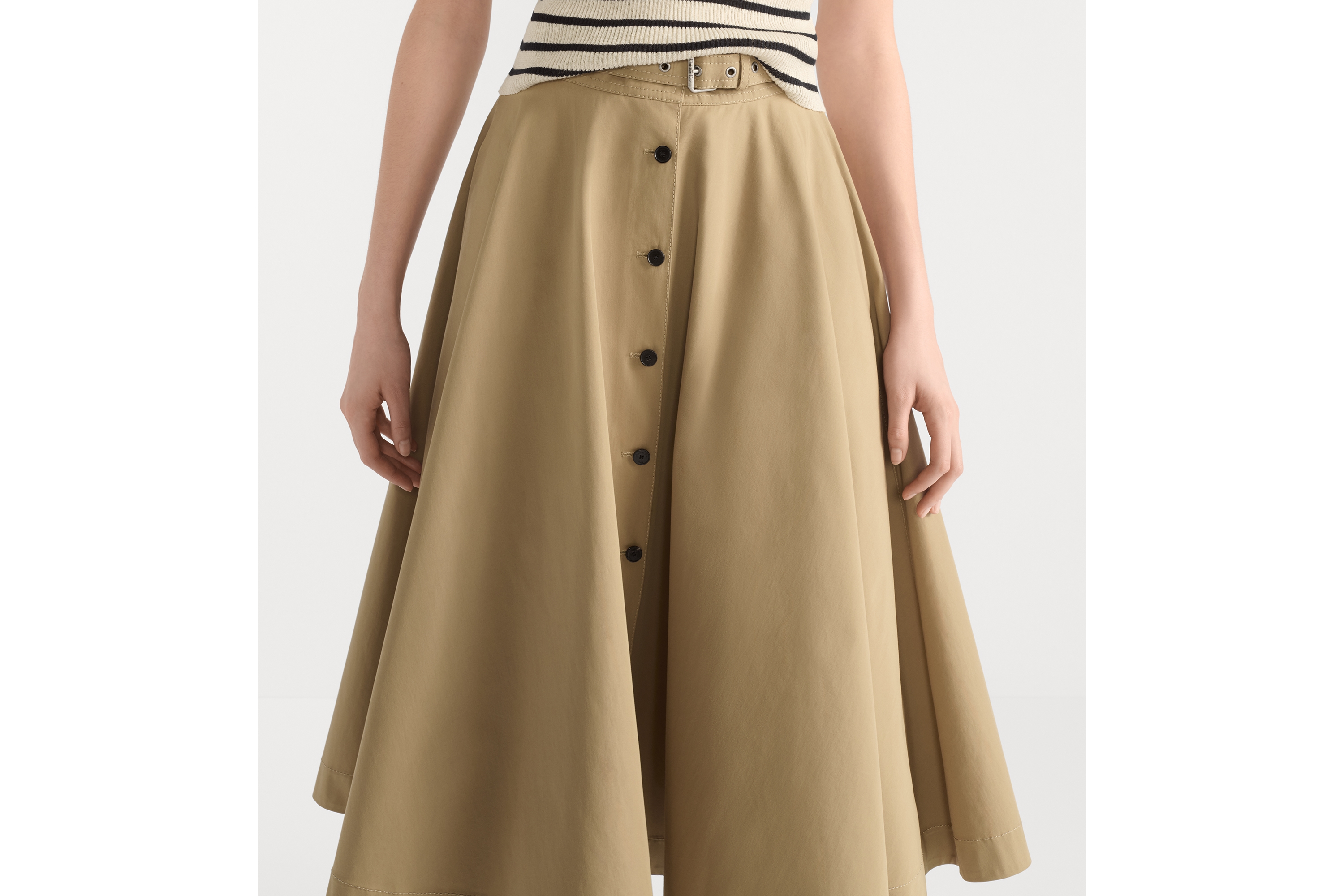 Dioriviera 半裙 米色棉质华达呢搭配腰带 E10