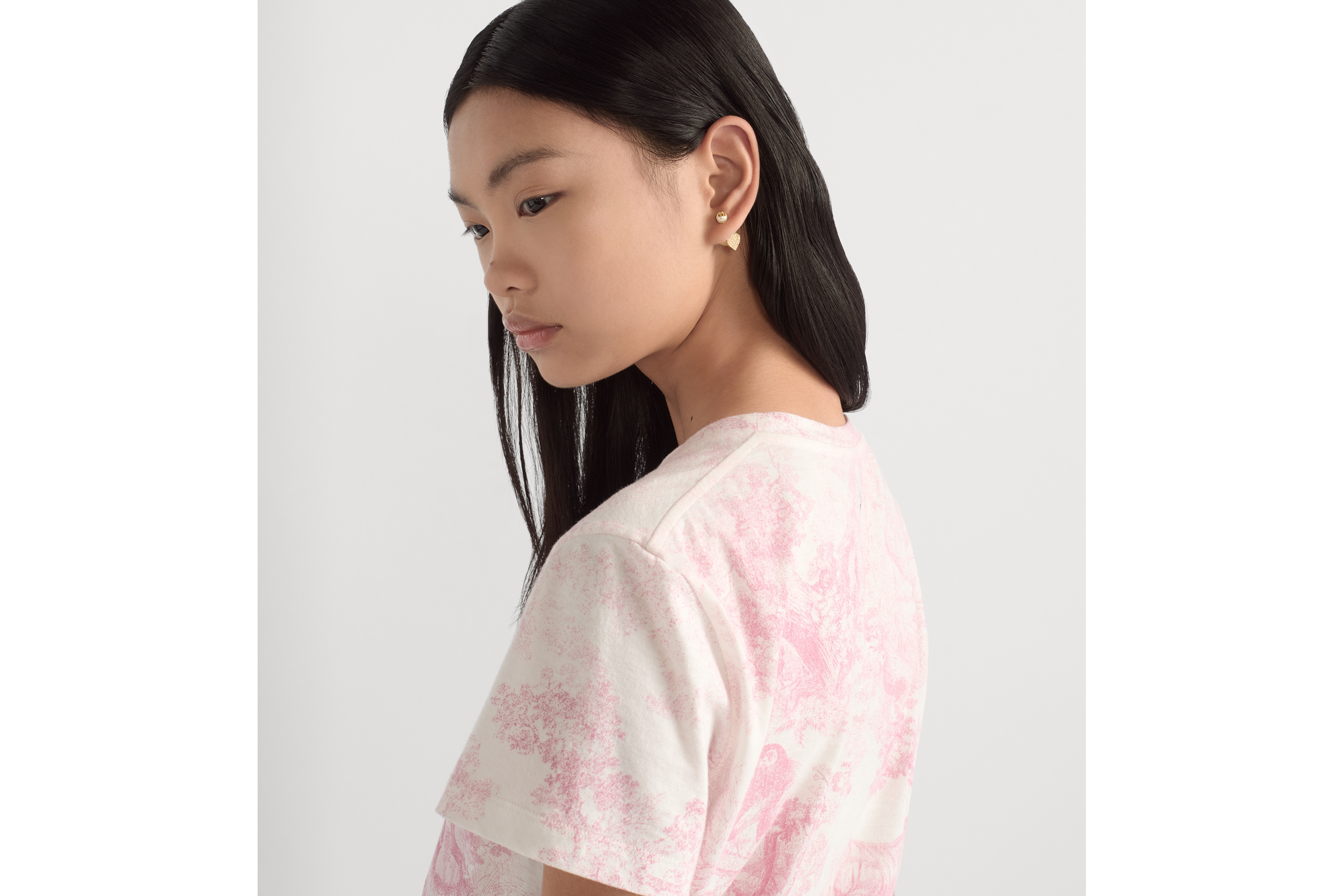 Dioriviera T 恤 白色棉质和亚麻混纺平纹针织面料樱花粉色 Sauvage 茹伊印花图案 E06