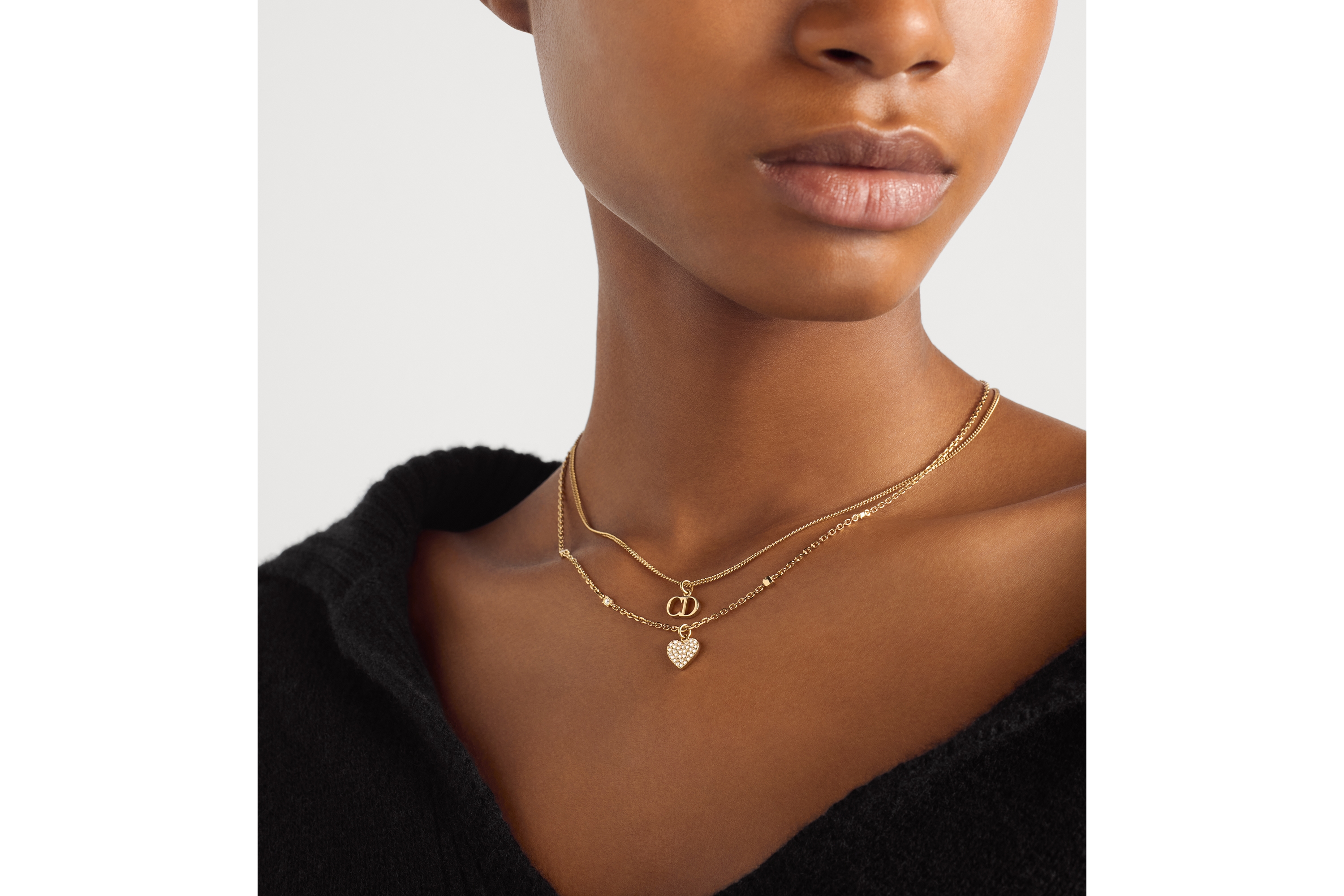 look_image_alt_prefix Clair D Lune 项链 金色饰面金属和银色调晶体装饰 E12