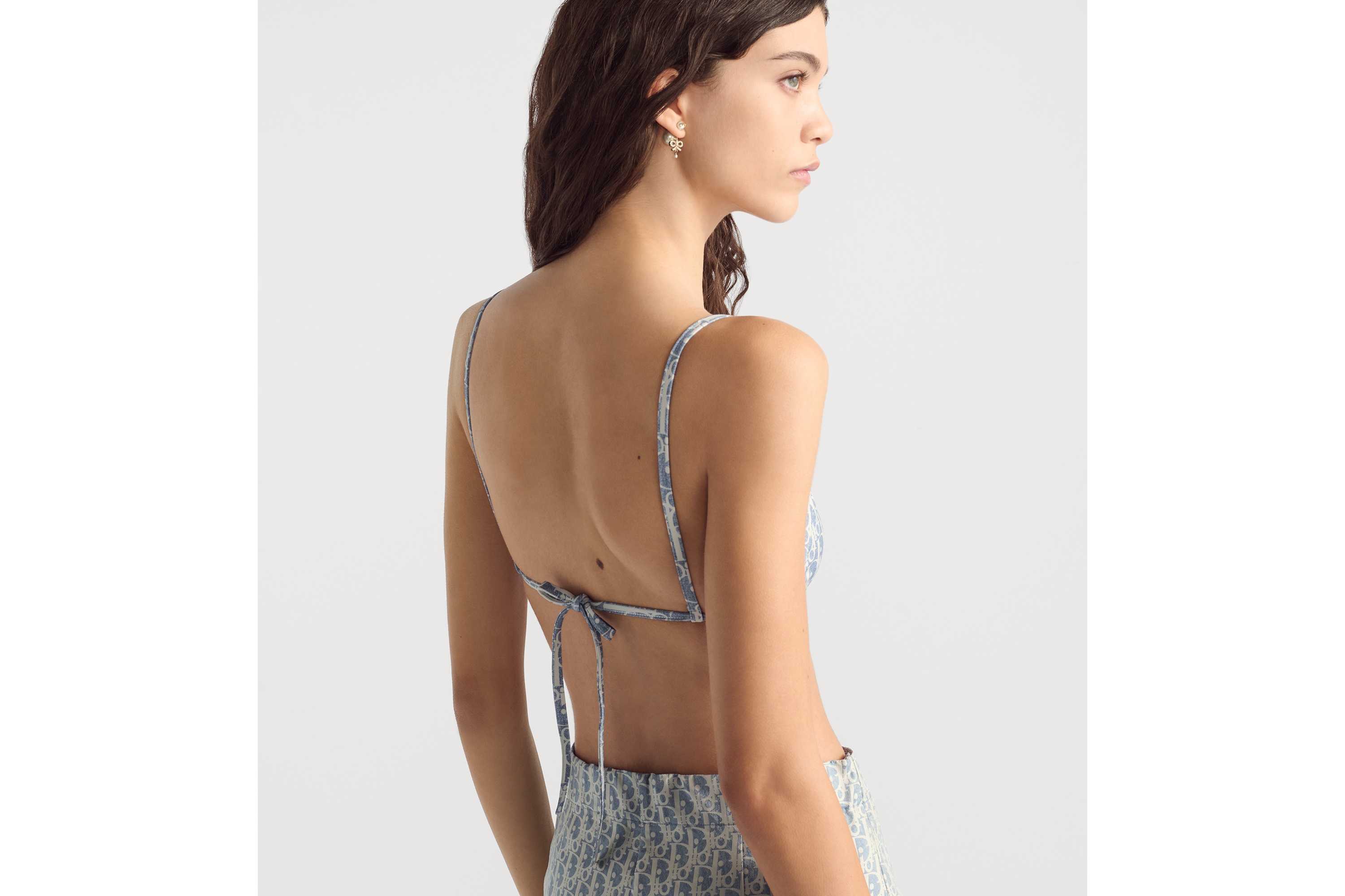 look_image_alt_prefix Dioriviera 比基尼泳衣 蓝色和白色科技面料 Oblique 印花 E06