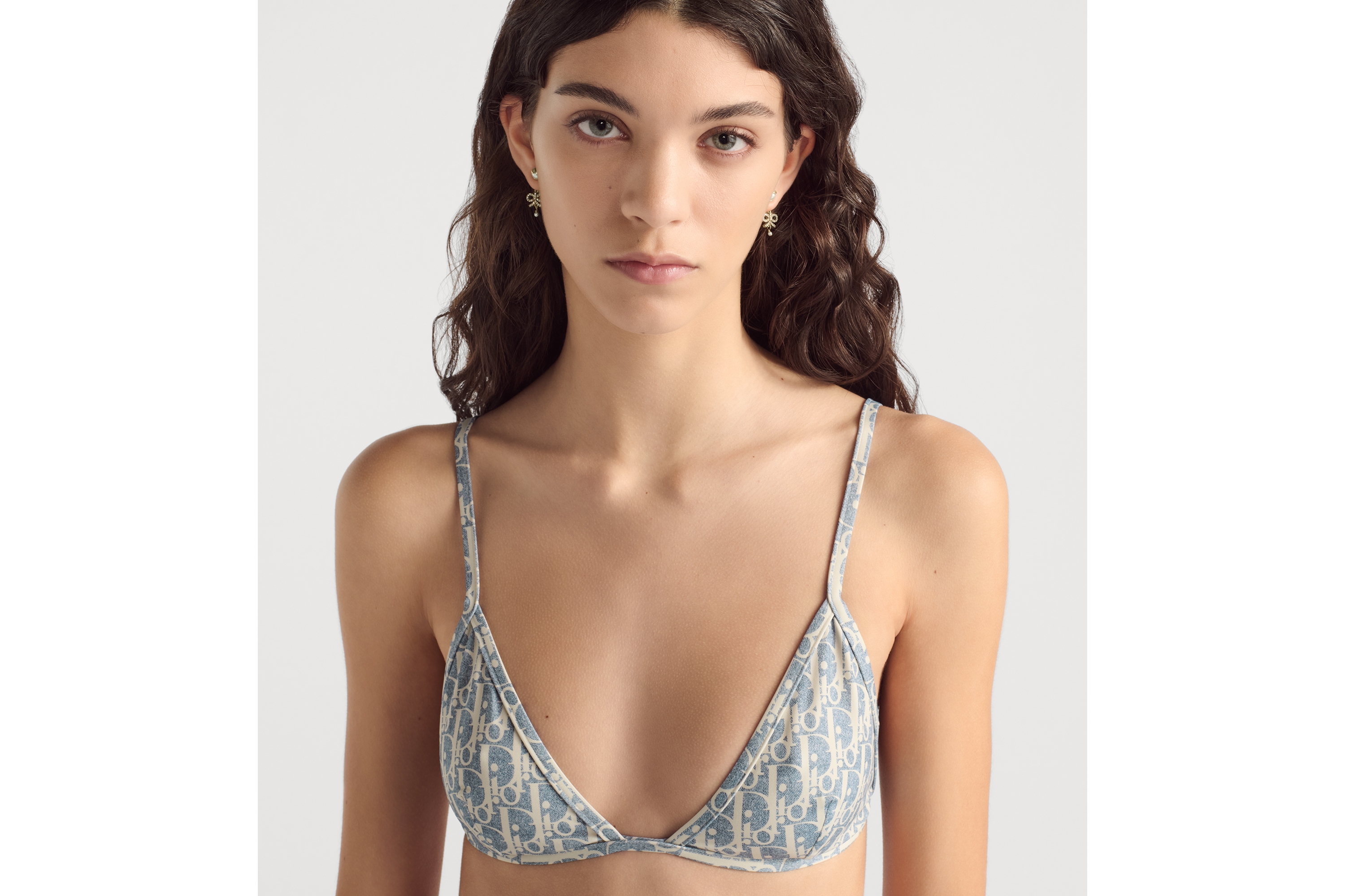 look_image_alt_prefix Dioriviera 比基尼泳衣 蓝色和白色科技面料 Oblique 印花 E12