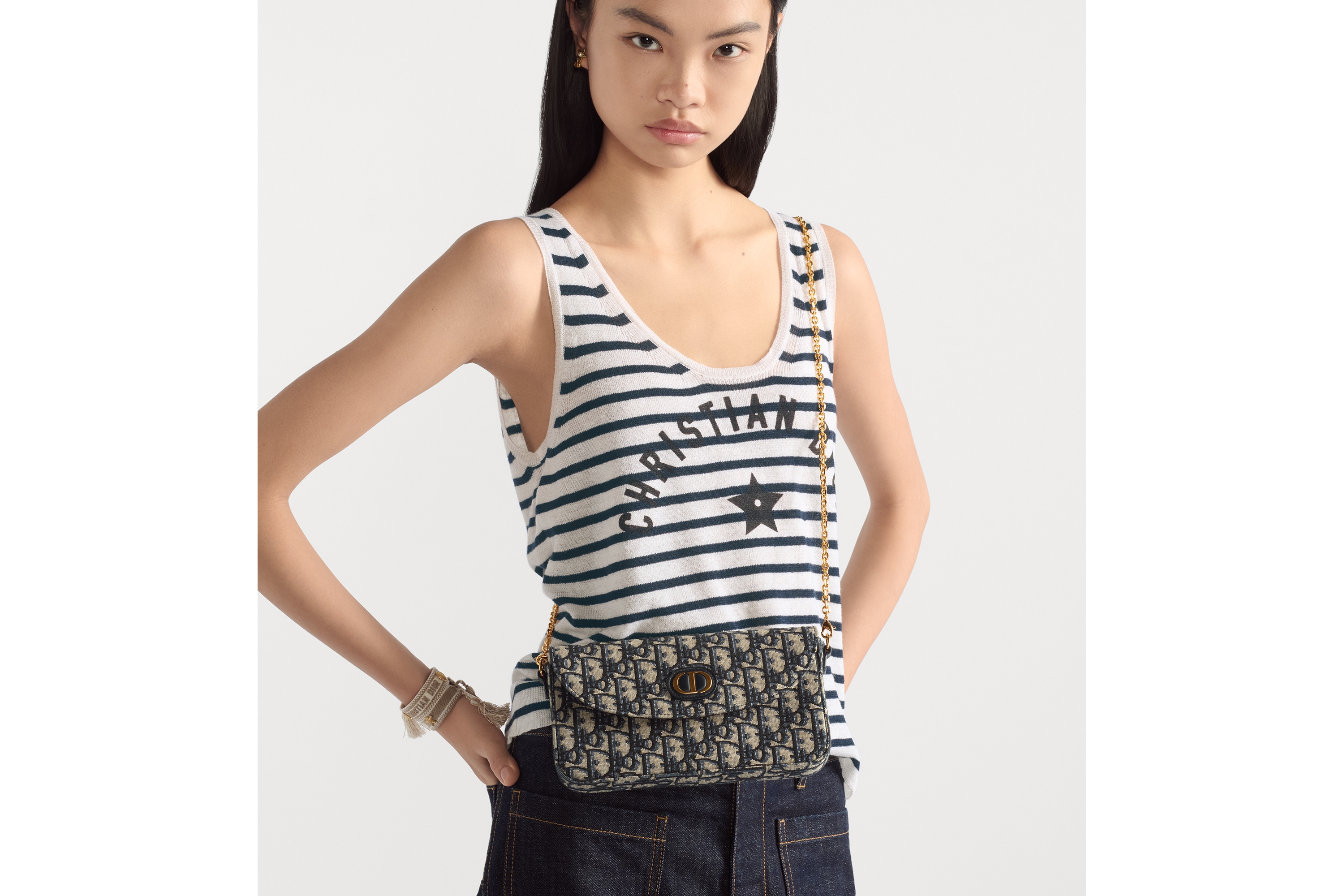 look_image_alt_prefix 30 Montaigne 链条手袋 蓝色 Oblique 印花面料 E13