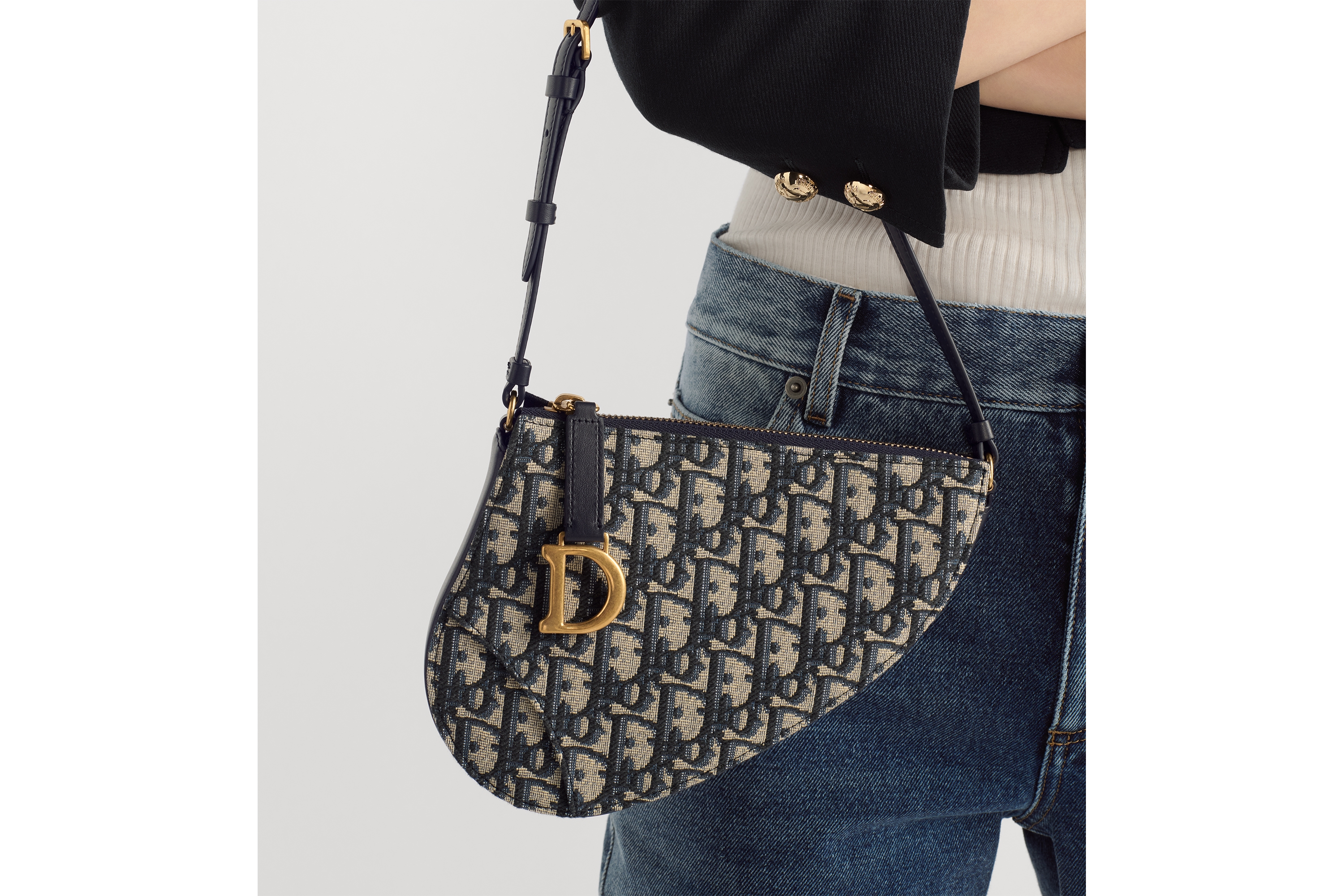 look_image_alt_prefix Rodeo 马鞍手拿包 蓝色 Oblique 印花面料 E11