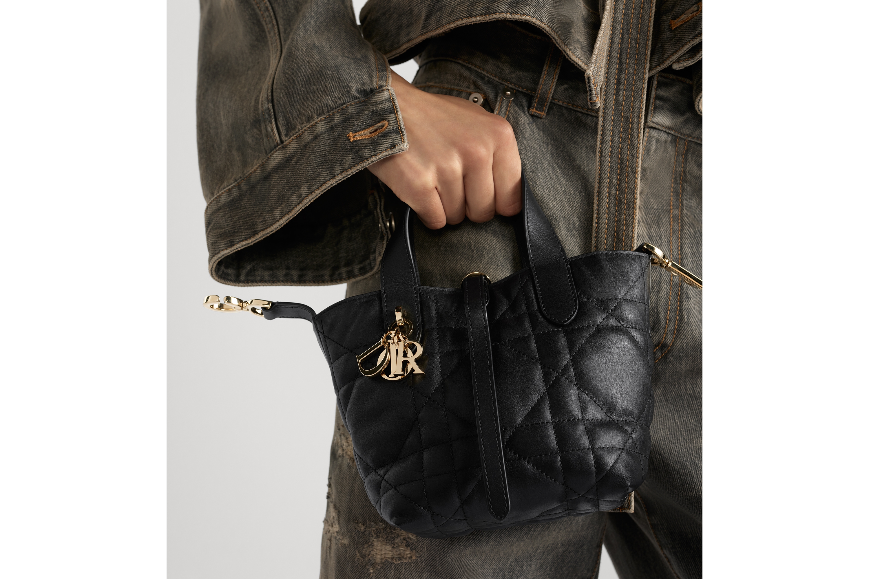 look_image_alt_prefix 微型 Dior Toujours 竖版手袋 黑色牛皮革超大藤格纹 E11