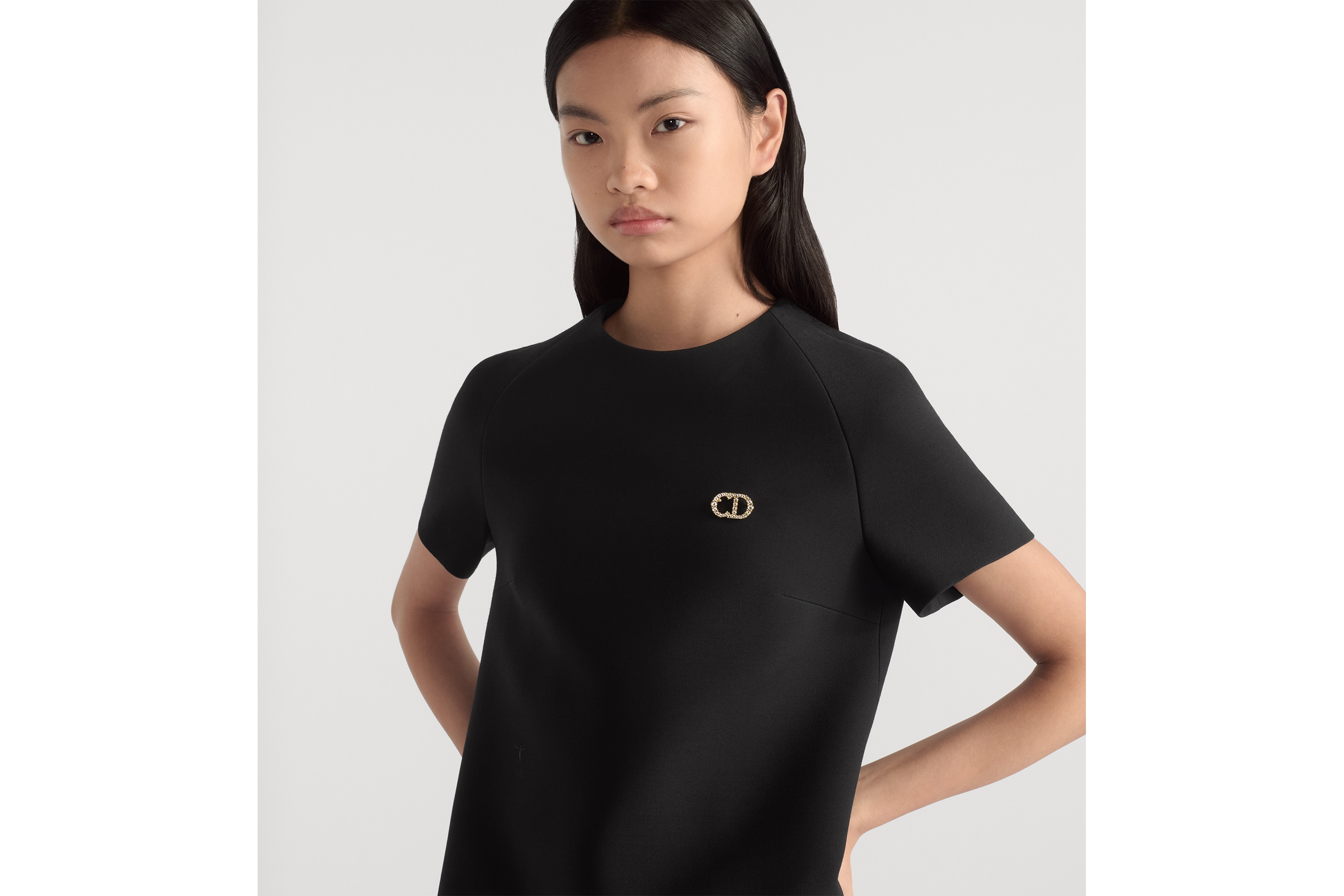 look_image_alt_prefix Clair D Lune 胸针 金色饰面金属和白色仿水晶装饰 E04