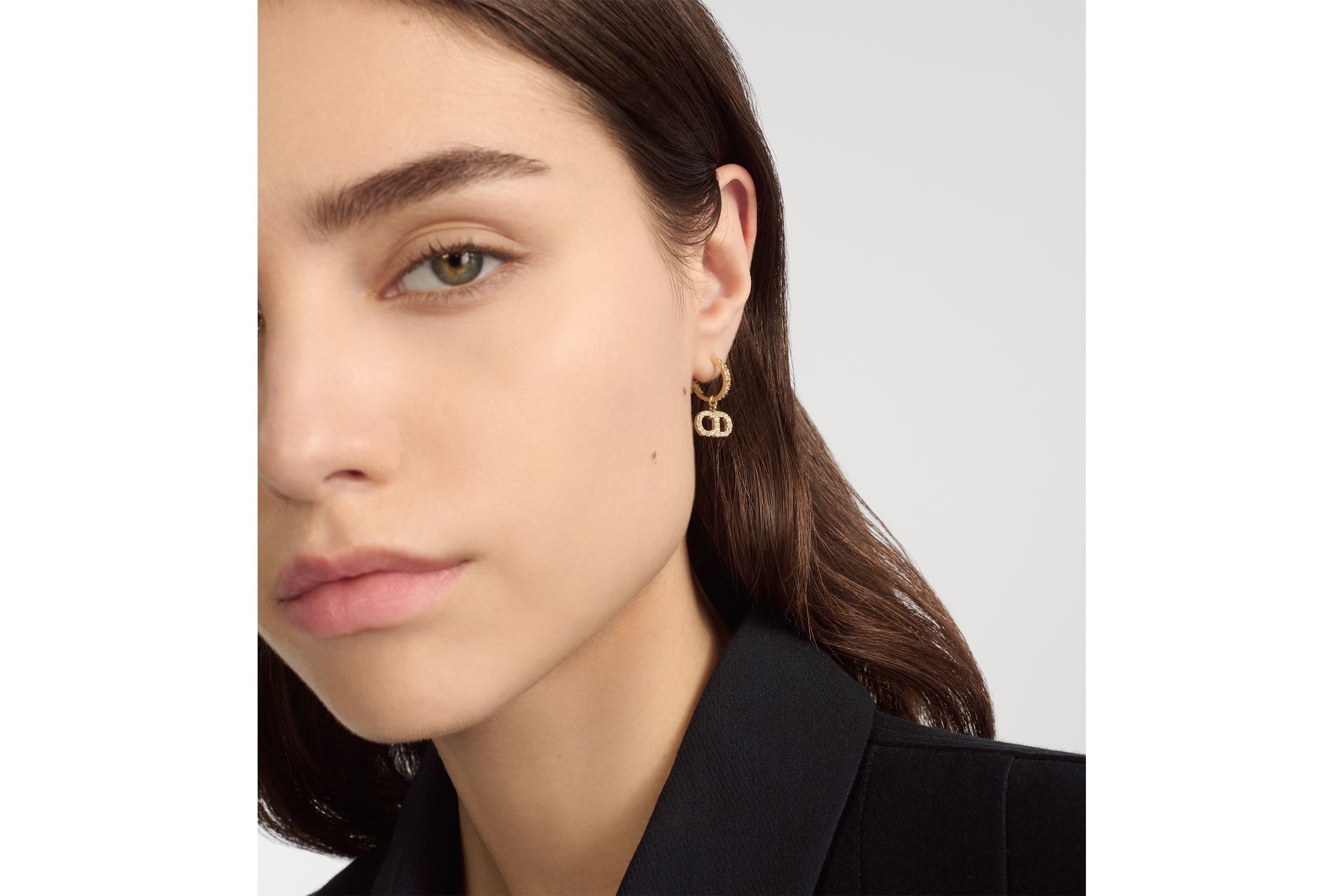 look_image_alt_prefix Clair D Lune 耳环 金色饰面金属和白色仿水晶装饰 E17