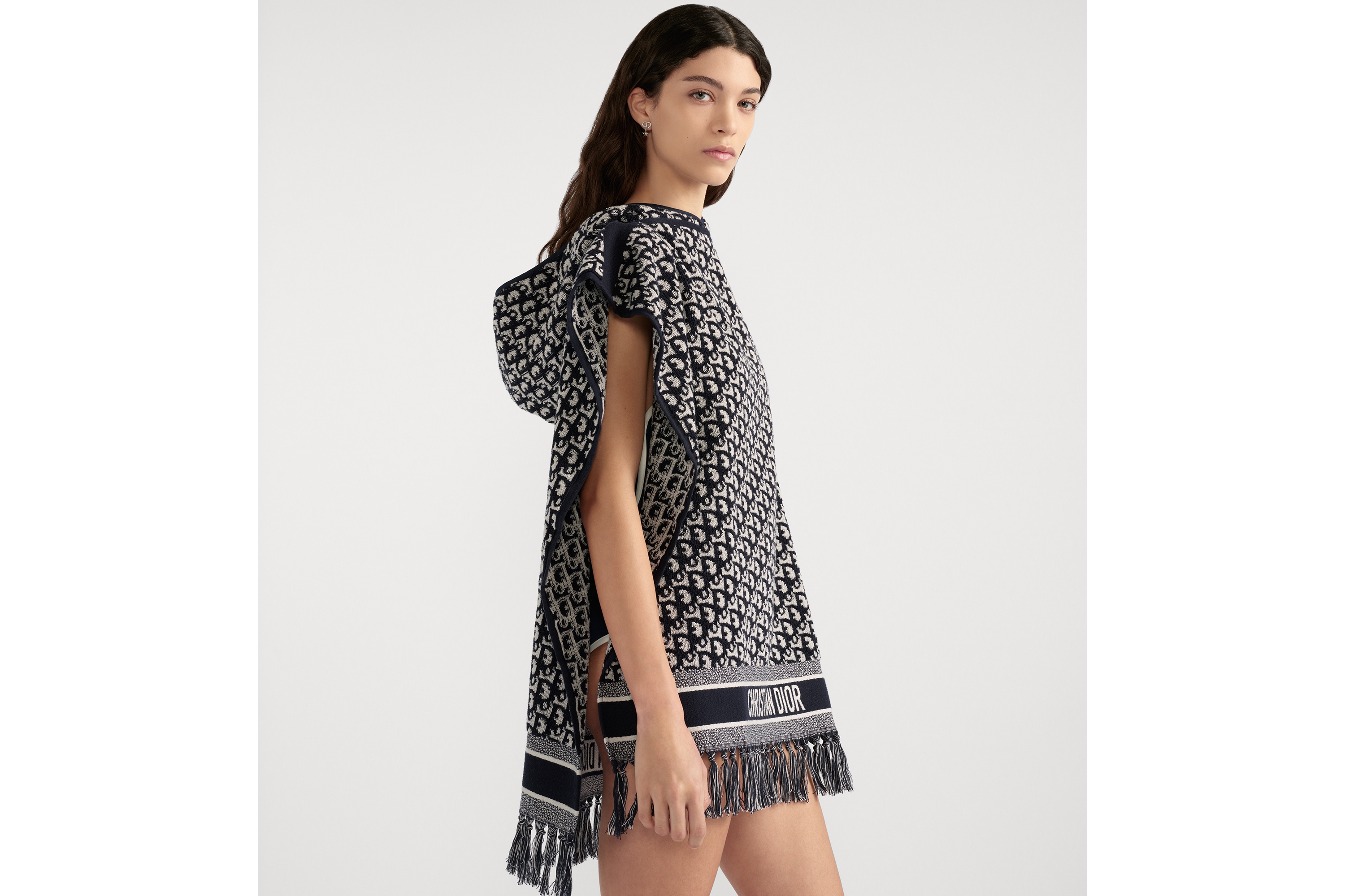 look_image_alt_prefix Dior 印花连帽斗篷 海军蓝色棉质面料 Oblique 印花 E05