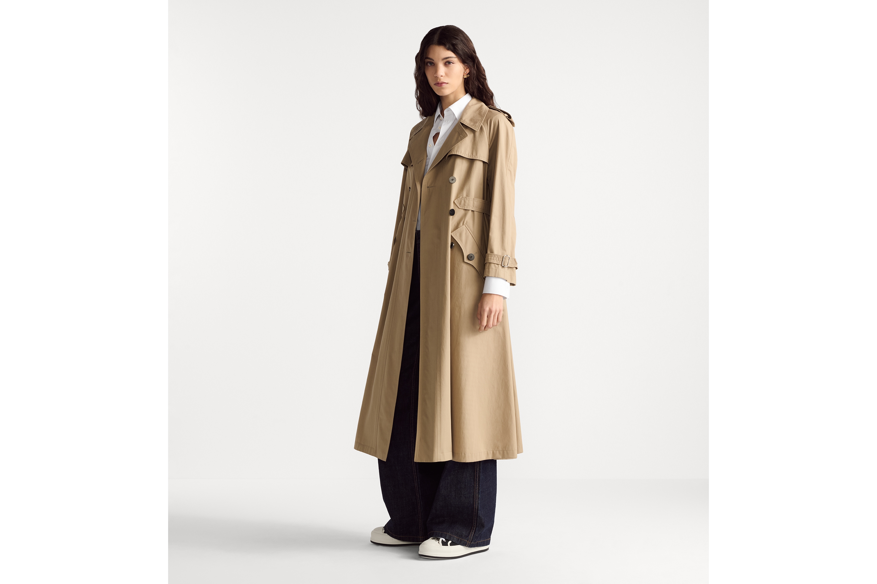 风衣 米色棉质华达呢 E01