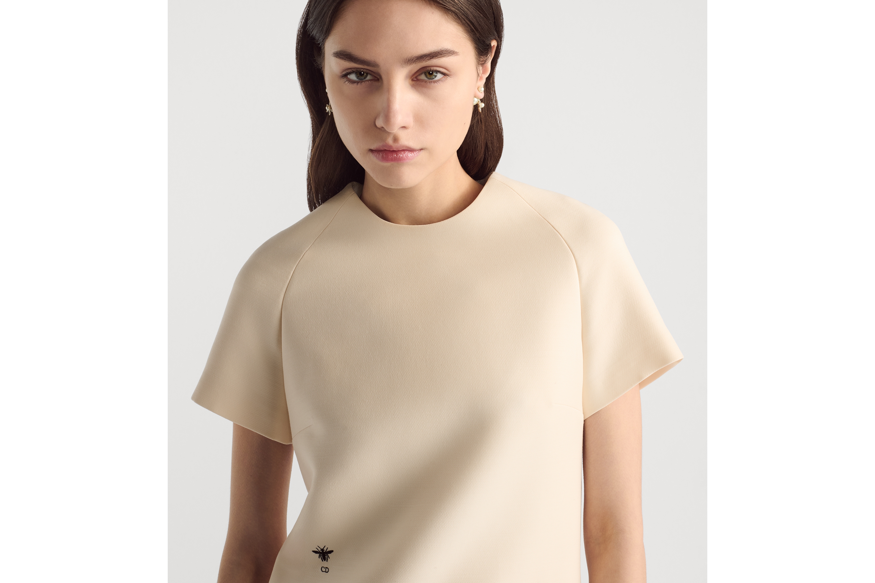 look_image_alt_prefix 直筒连衣裙 白色绵羊毛混纺面料 E04