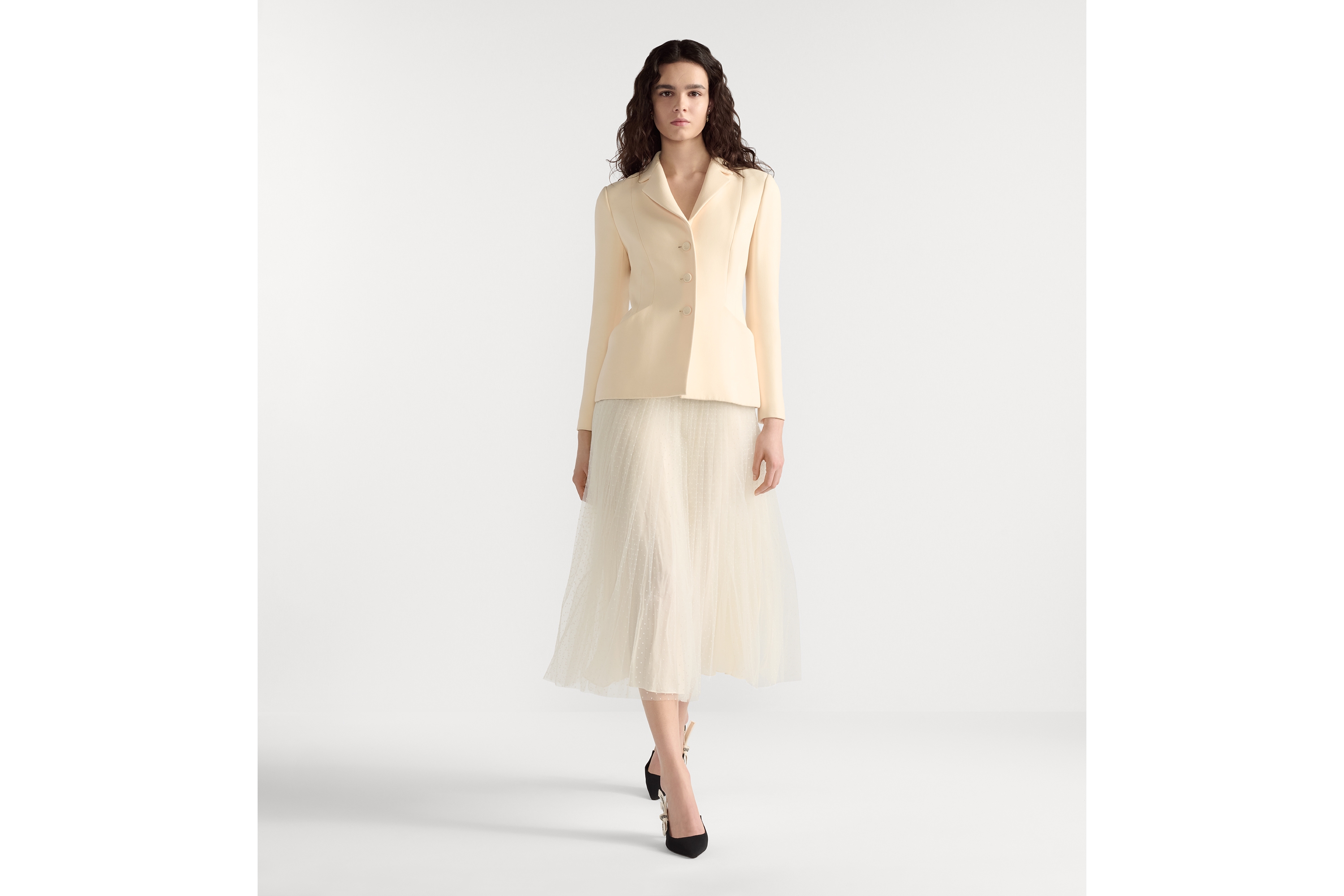 look_image_alt_prefix 30 Montaigne 单排扣经典西装外套 白色绵羊毛混纺面料 E01