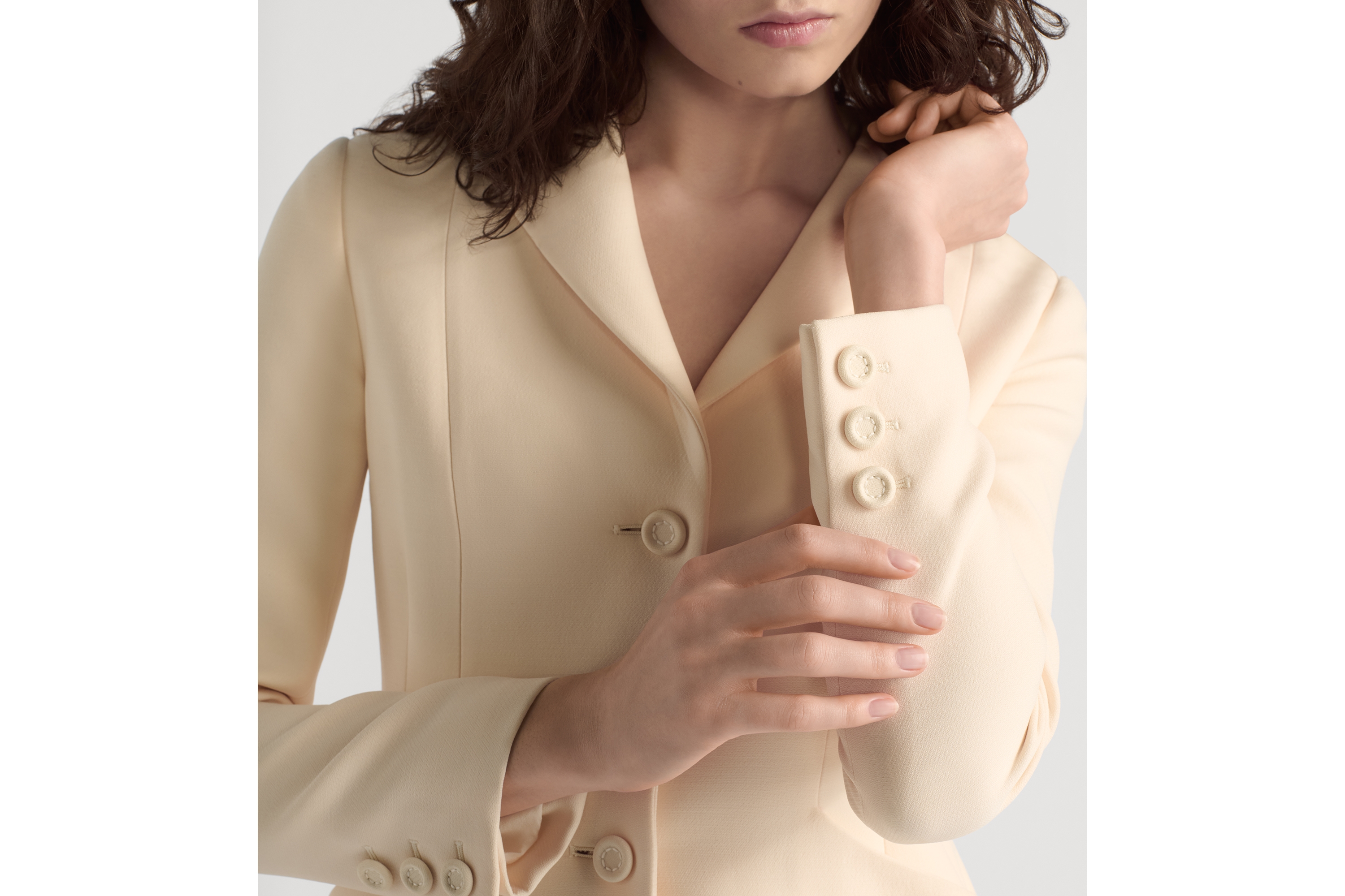 look_image_alt_prefix 30 Montaigne 单排扣经典西装外套 白色绵羊毛混纺面料 E11