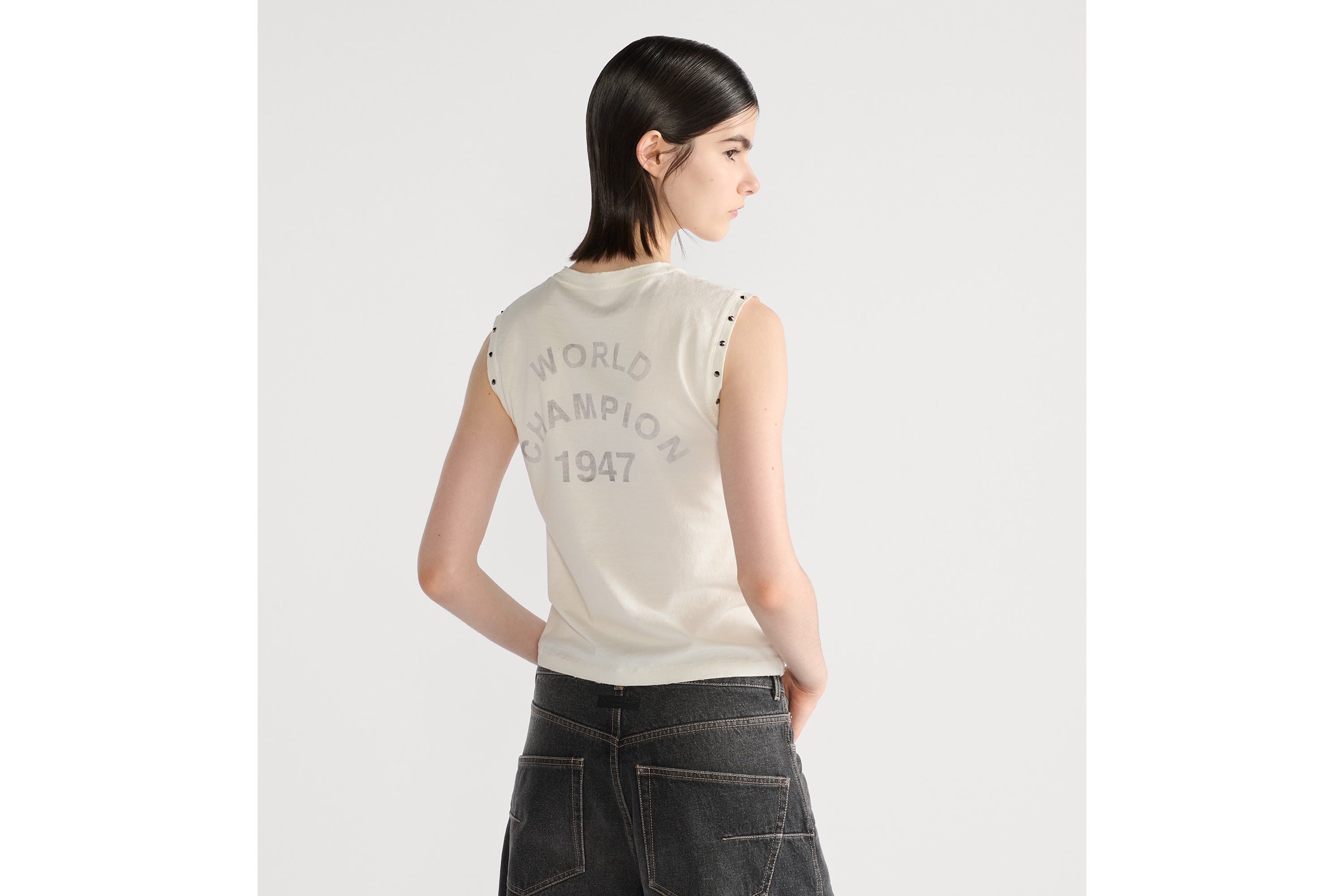 背心 白色棉质平纹针织面料 J'Adore Dior 字样 E06