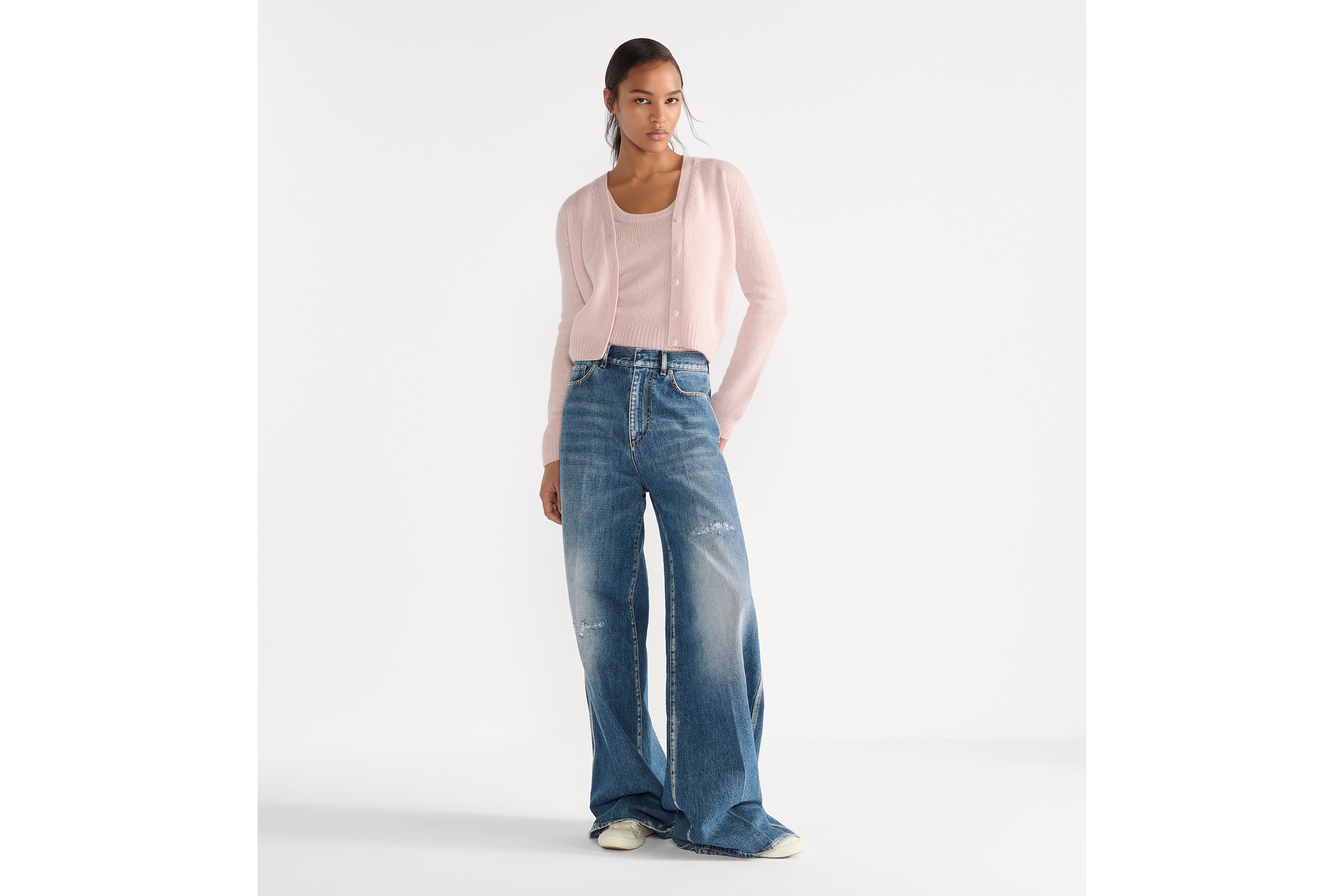 两件套 浅粉色山羊绒织物 E01