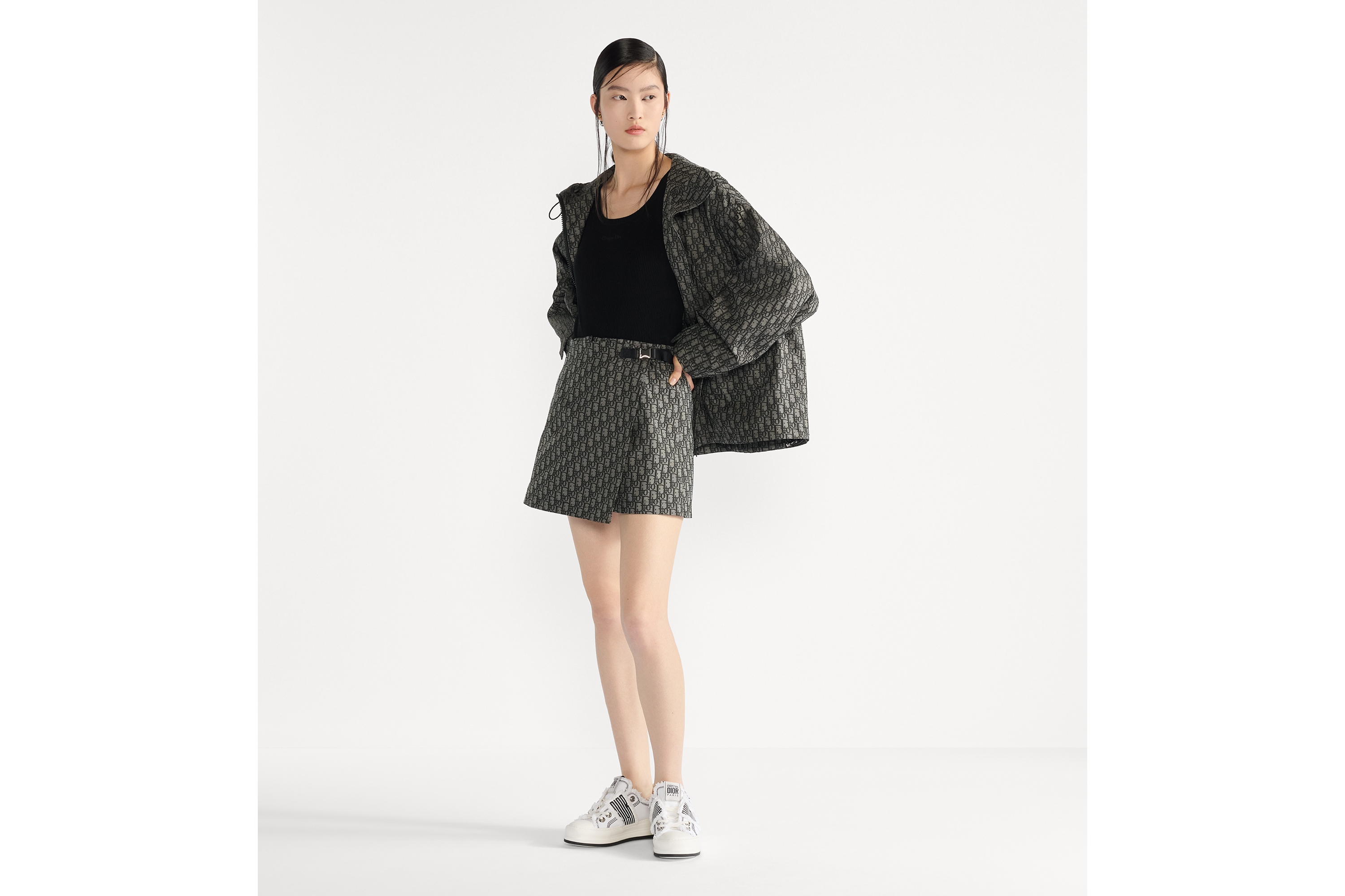 裙裤 灰色塔夫绸科技面料 Oblique 印花 E02