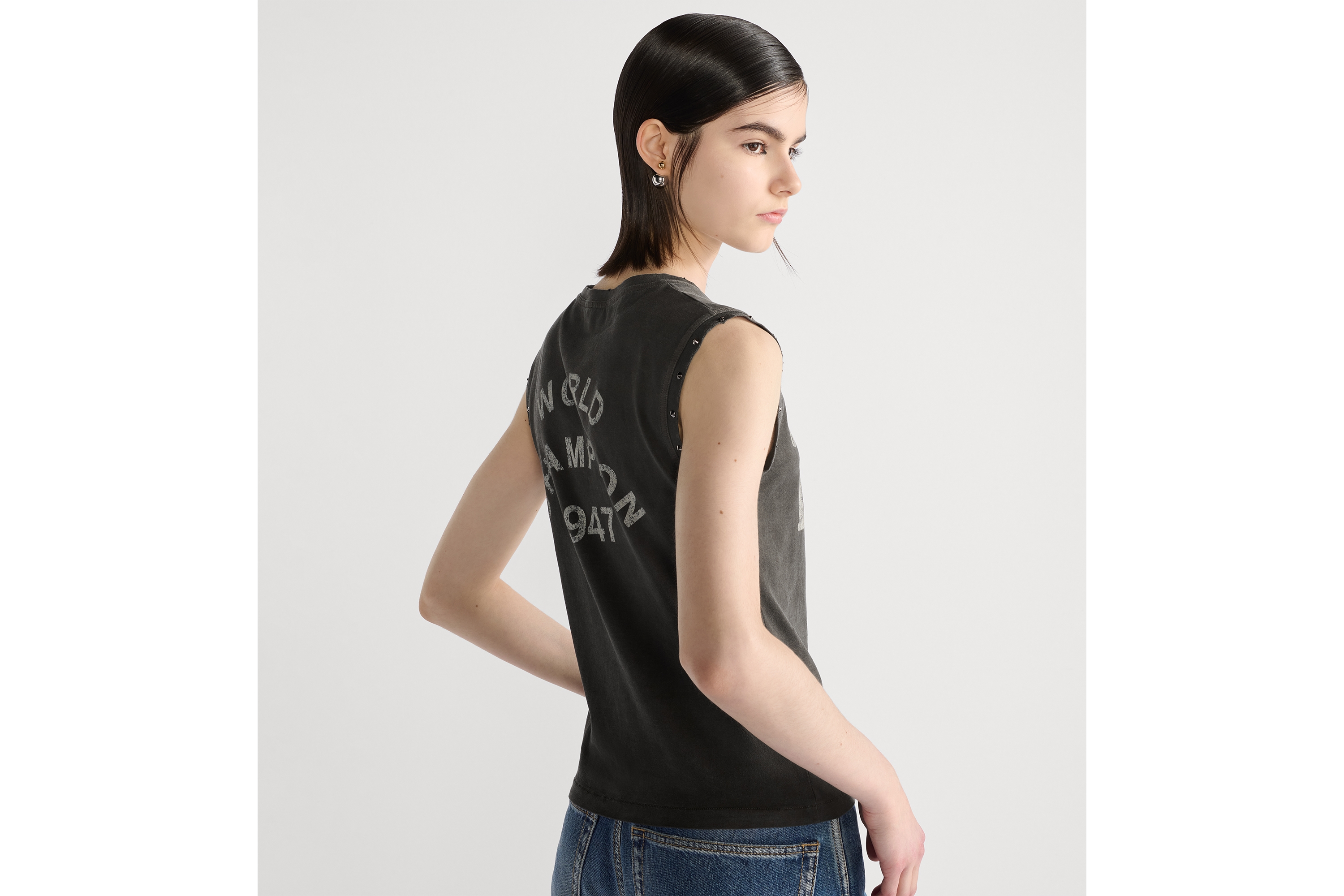 背心 灰色棉质平纹针织面料 J'Adore Dior 字样 E06