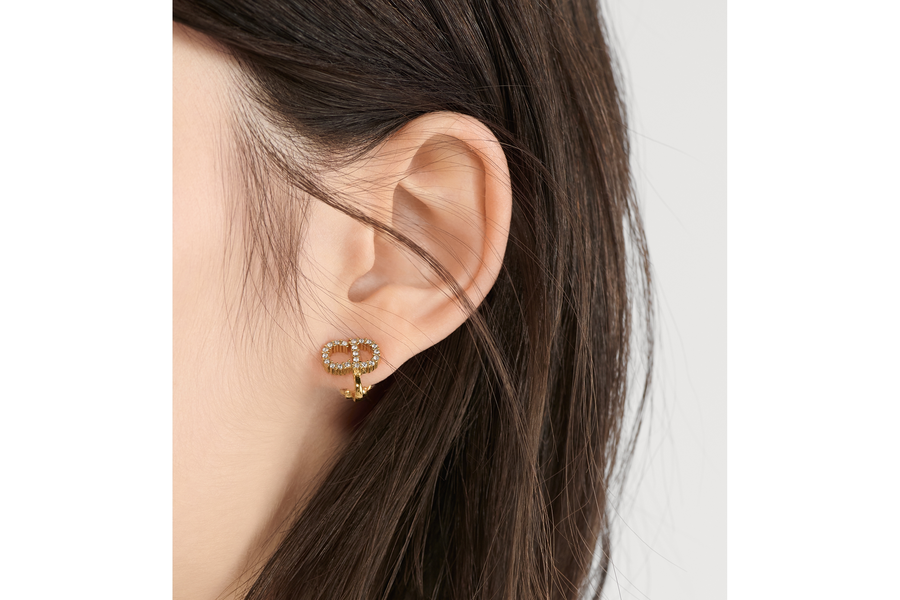 look_image_alt_prefix Clair D Lune 夹式耳环 金色饰面金属和白色仿水晶装饰 E07