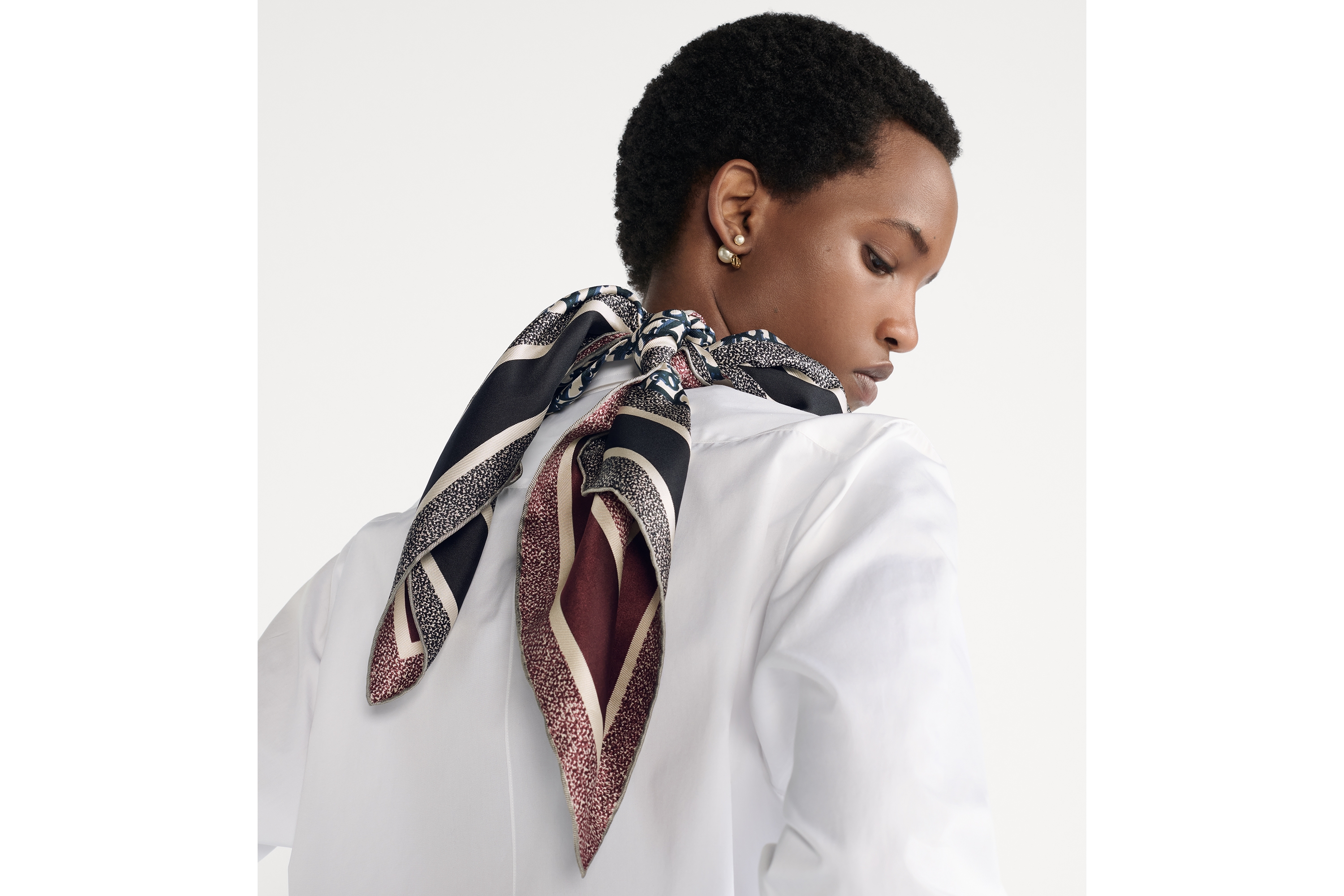 look_image_alt_prefix Diortwin 方巾 90 厘米酒红色和海军蓝色桑蚕丝斜纹面料 Oblique 印花 E09