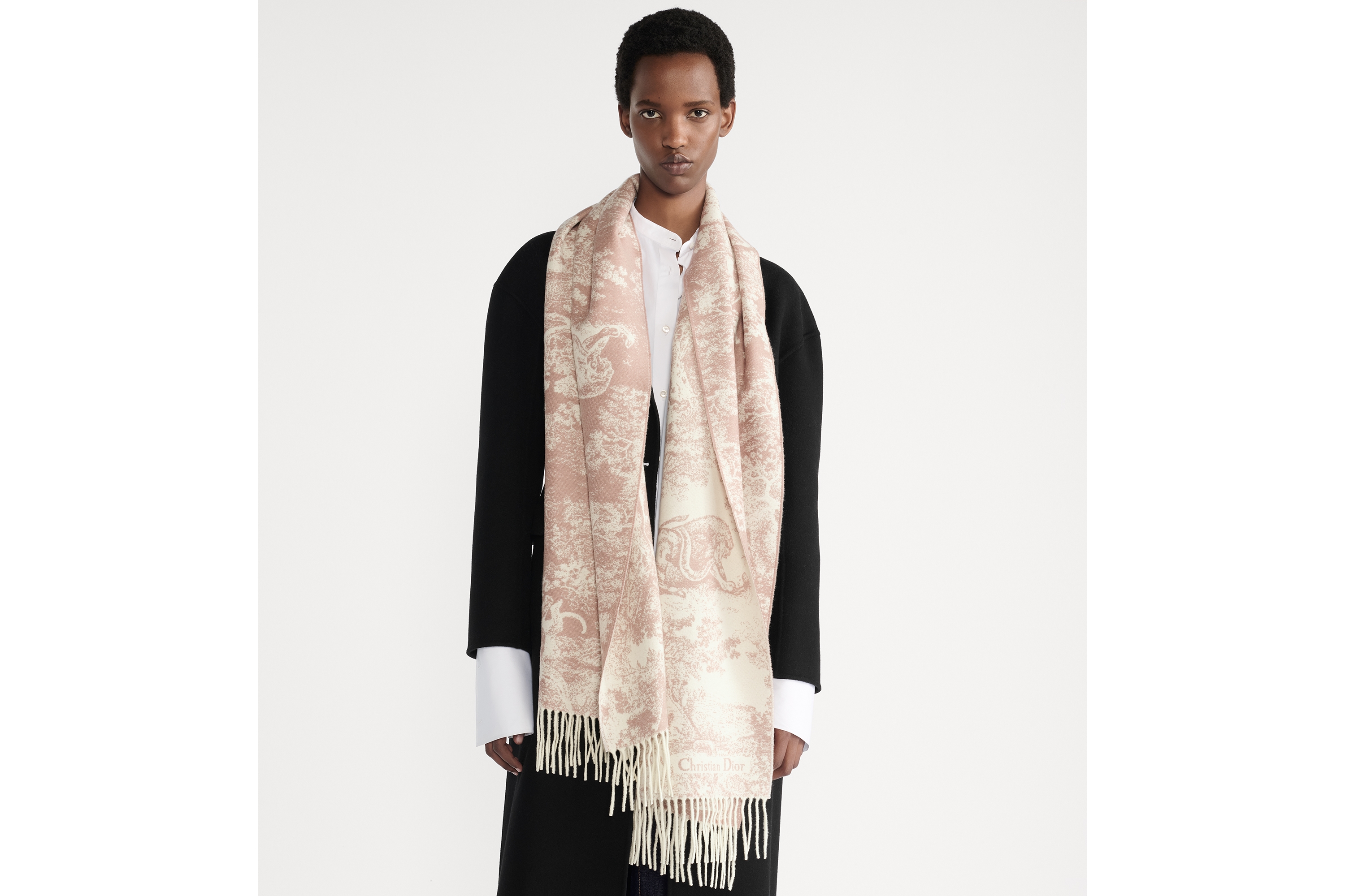 look_image_alt_prefix Dior 印花围巾 玫瑰粉色山羊绒和绵羊毛混纺面料 Sauvage 茹伊印花 E04