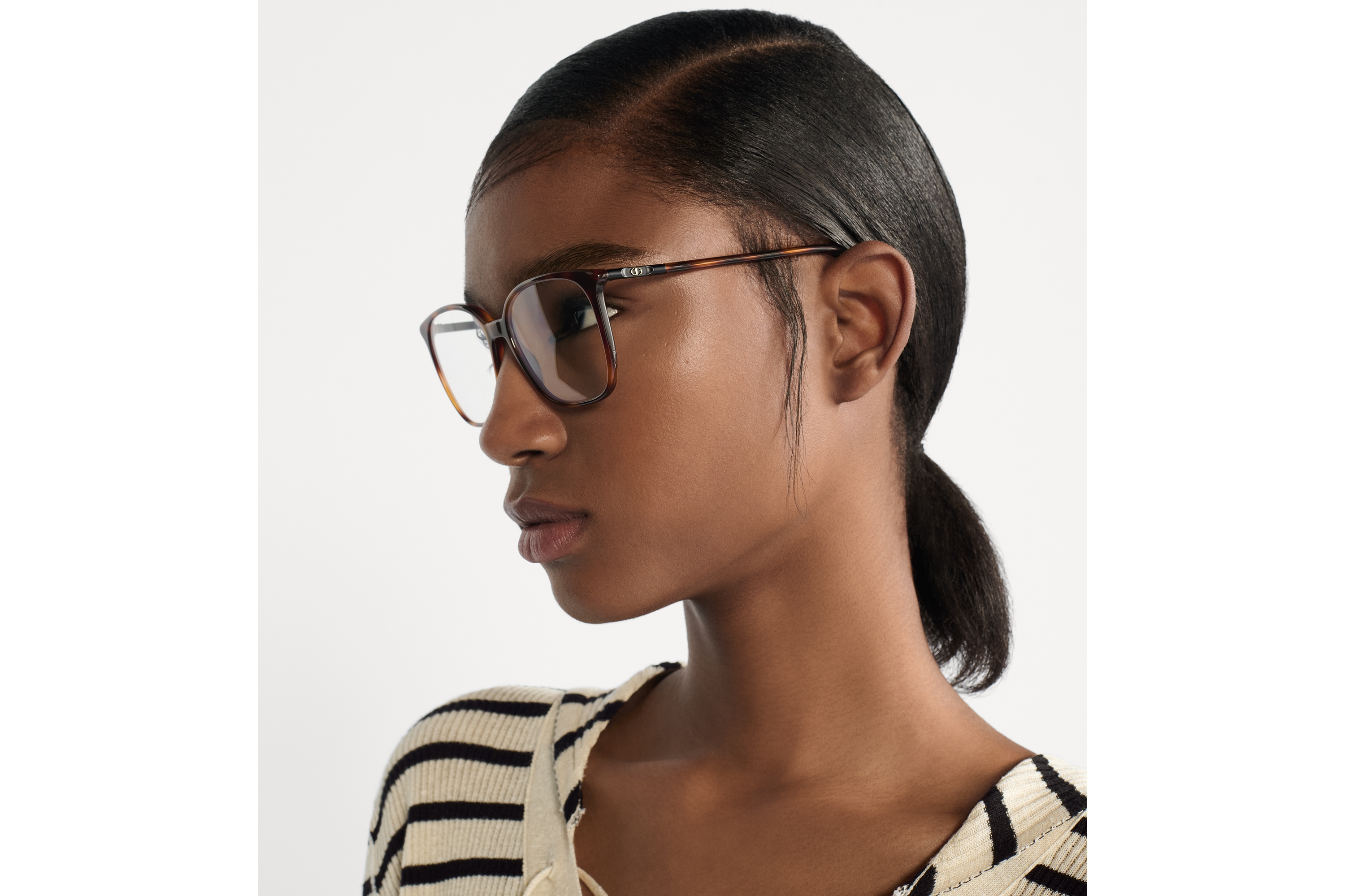 MiniCD S1I 太阳眼镜 棕色玳瑁效果正方形镜框防蓝光镜片 E07