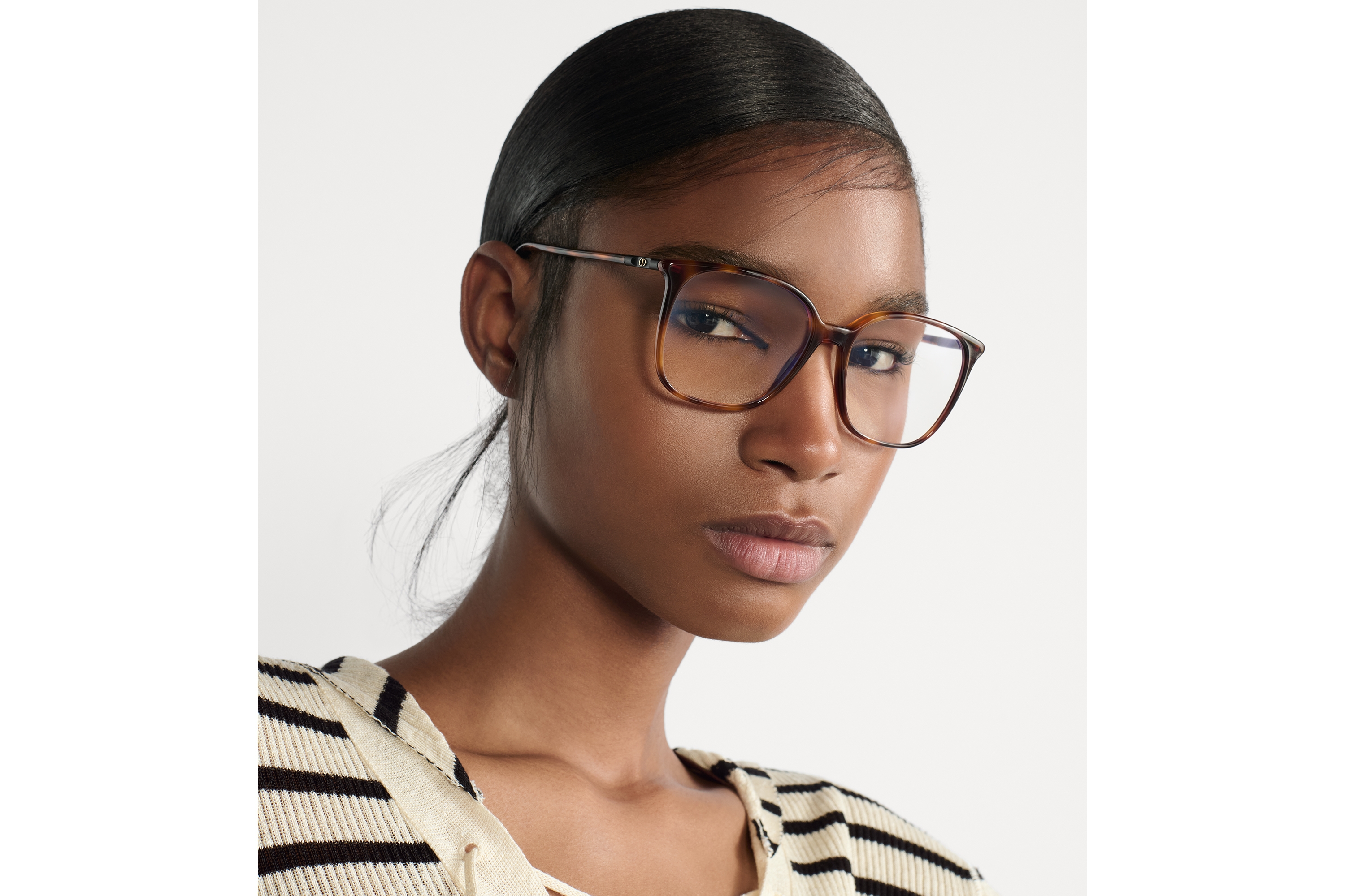 MiniCD S1I 太阳眼镜 棕色玳瑁效果正方形镜框防蓝光镜片 E08