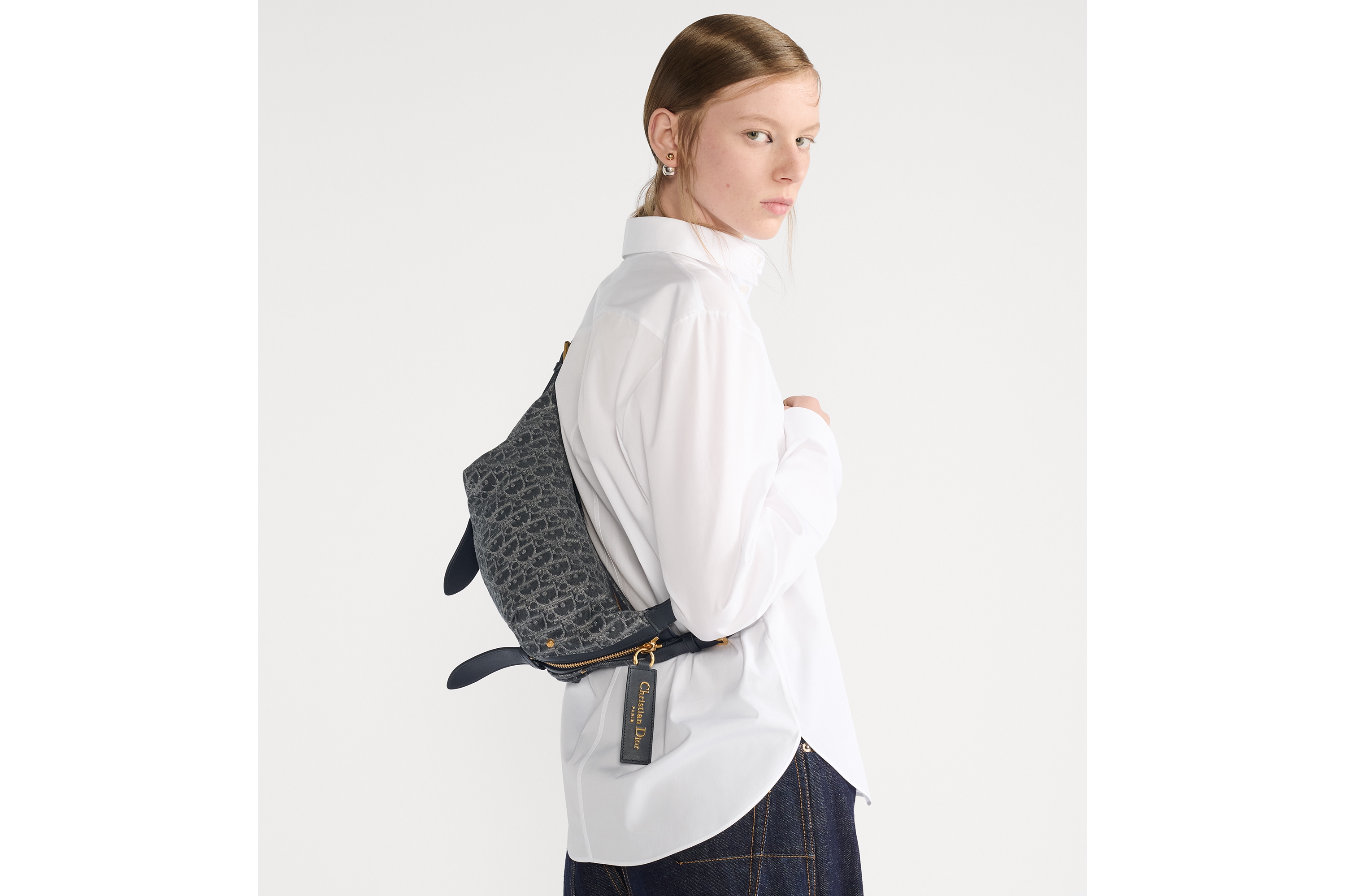 小号 D-Journey 手袋 灰色 Denim Dior Oblique 提花面料 E05