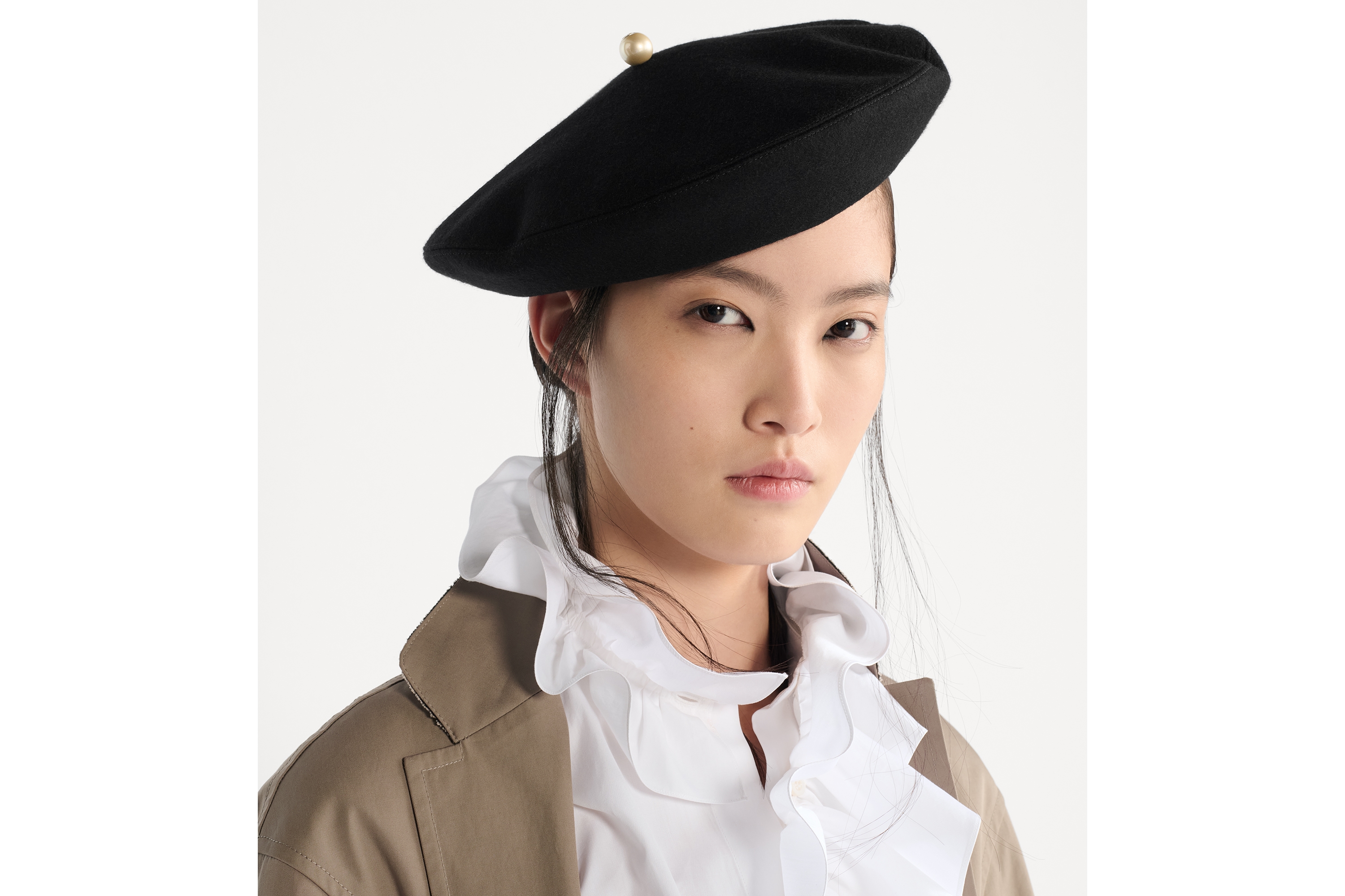 Dior Paris 贝雷帽 黑色绵羊毛混纺面料 E08