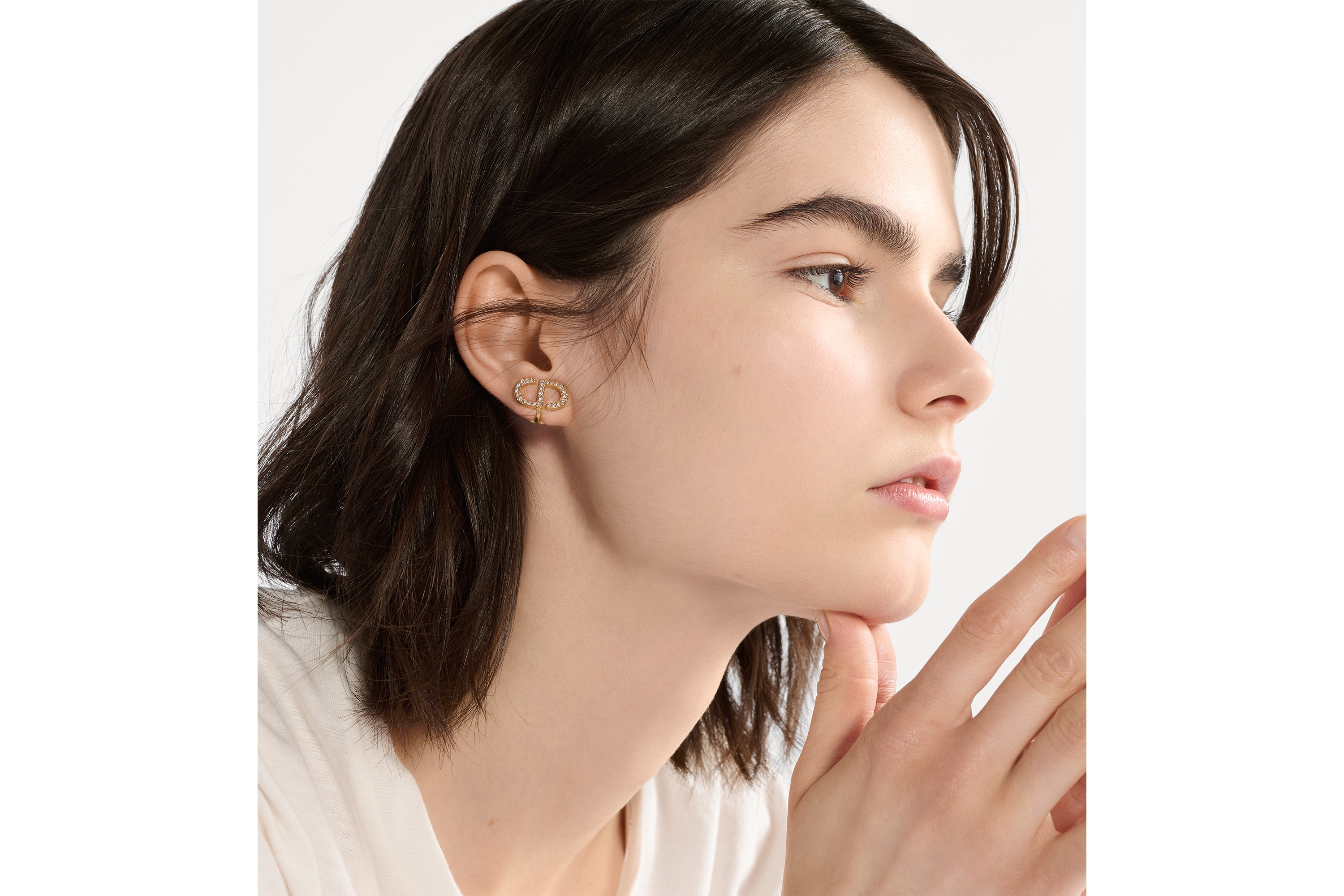 look_image_alt_prefix Petit CD 夹式耳钉 金色饰面金属和银色调仿水晶装饰 E08