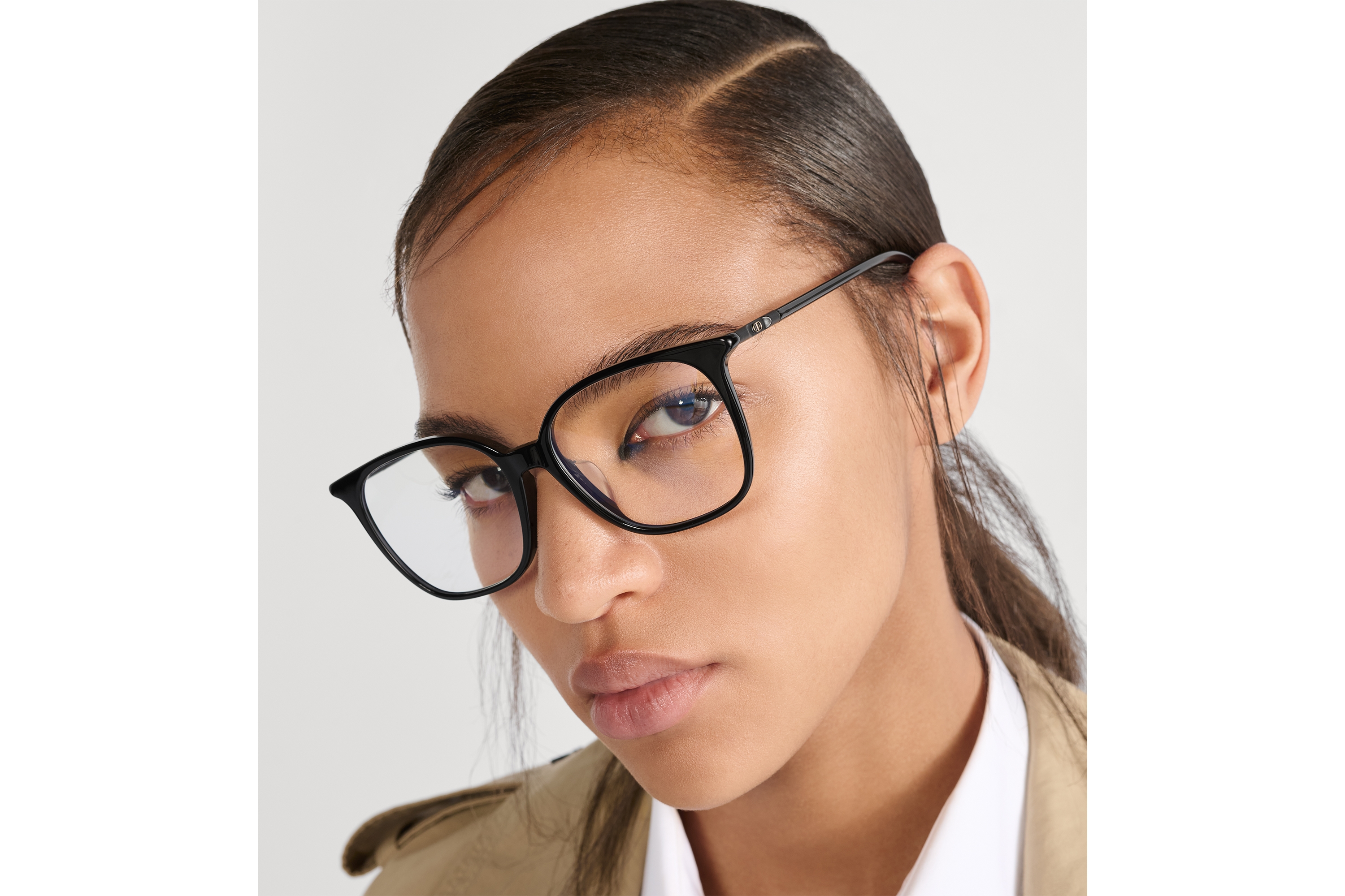 MiniCD S1F 太阳眼镜 黑色正方形镜框防蓝光镜片 E07