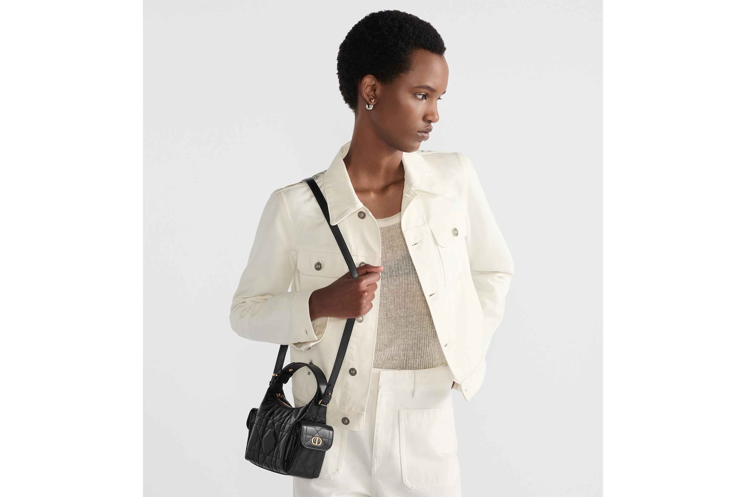 D-Dream 迷你手袋 黑色羊皮革超大藤格纹 E04