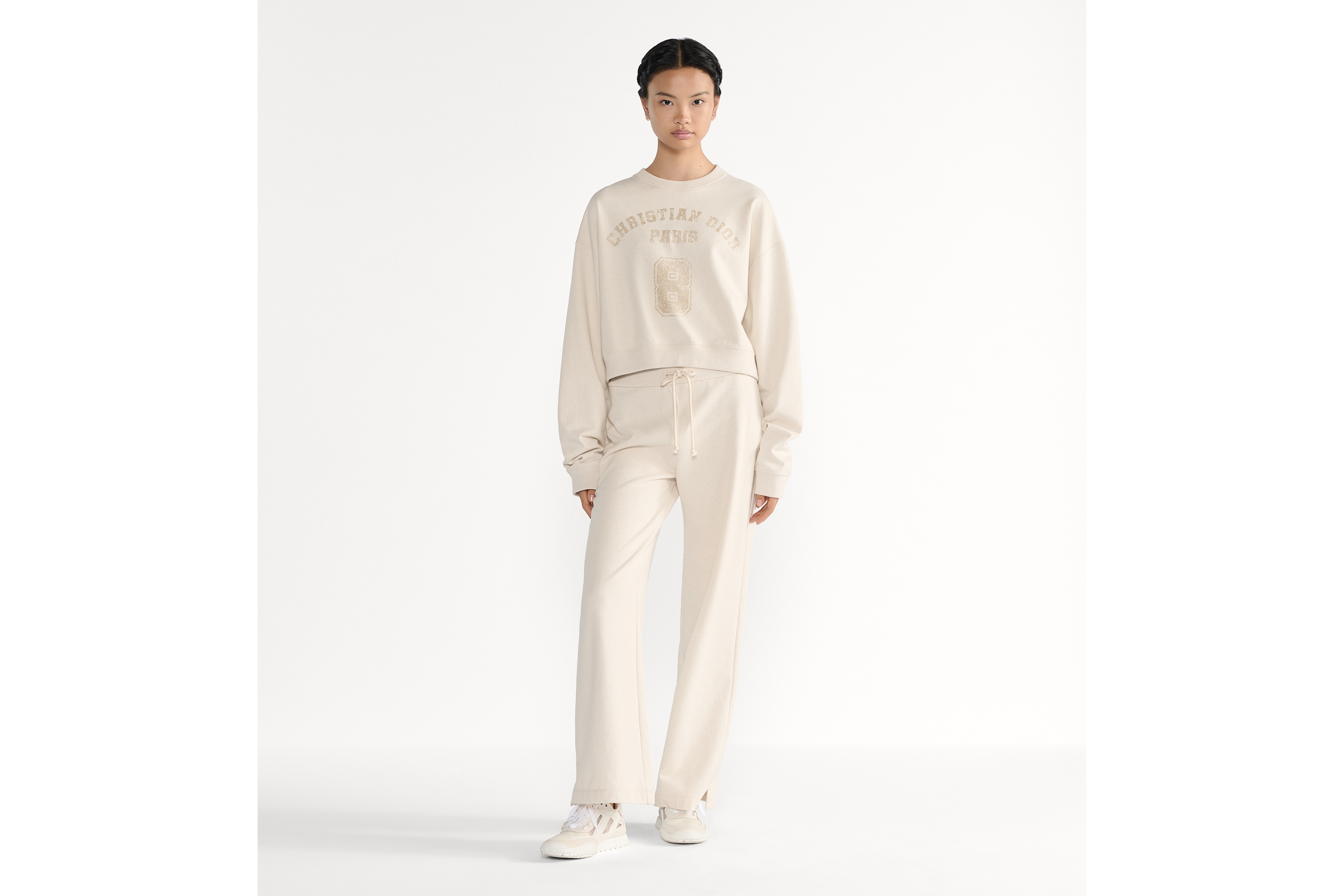 短款卫衣 米色棉质平纹针织面料 E01