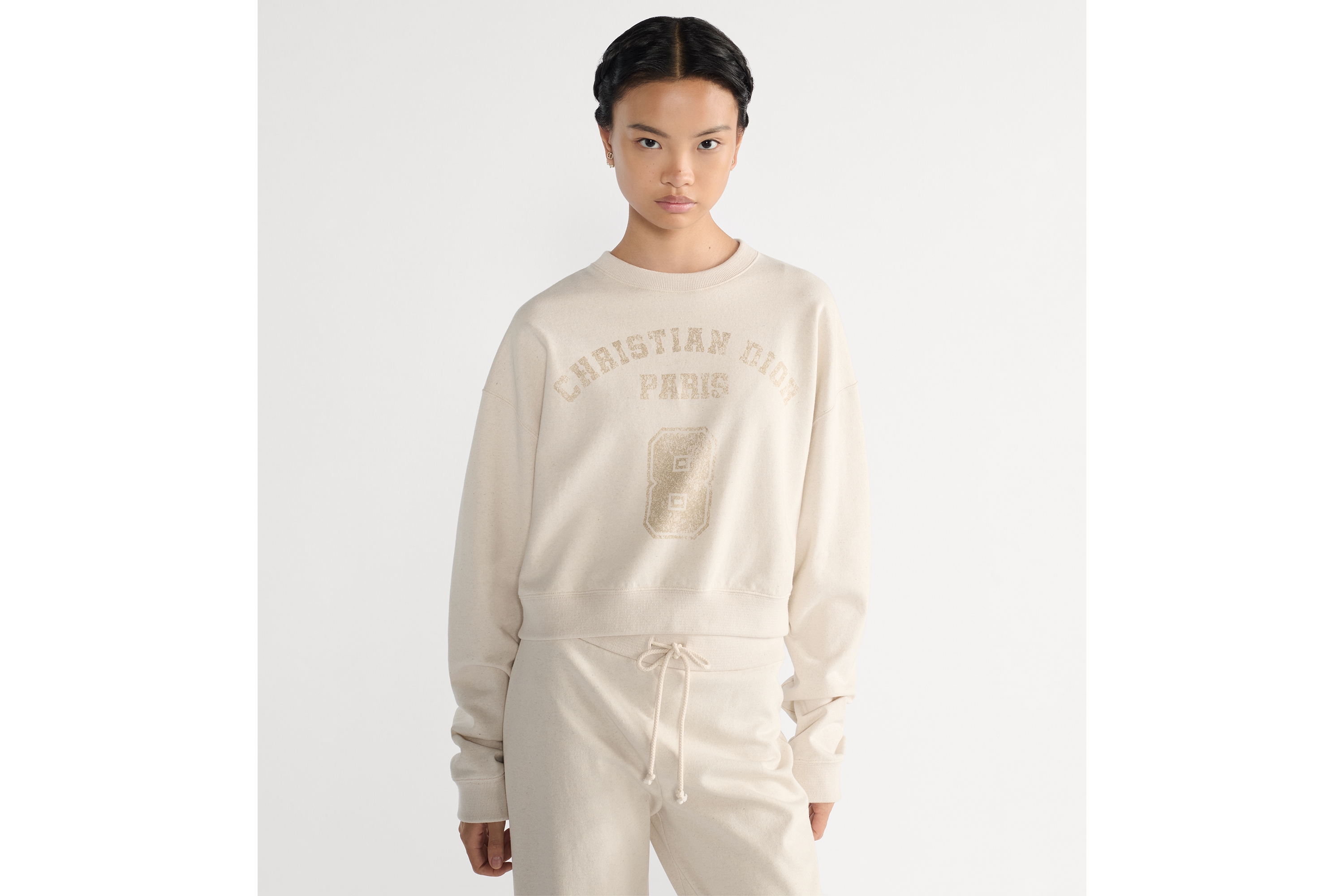 短款卫衣 米色棉质平纹针织面料 E04