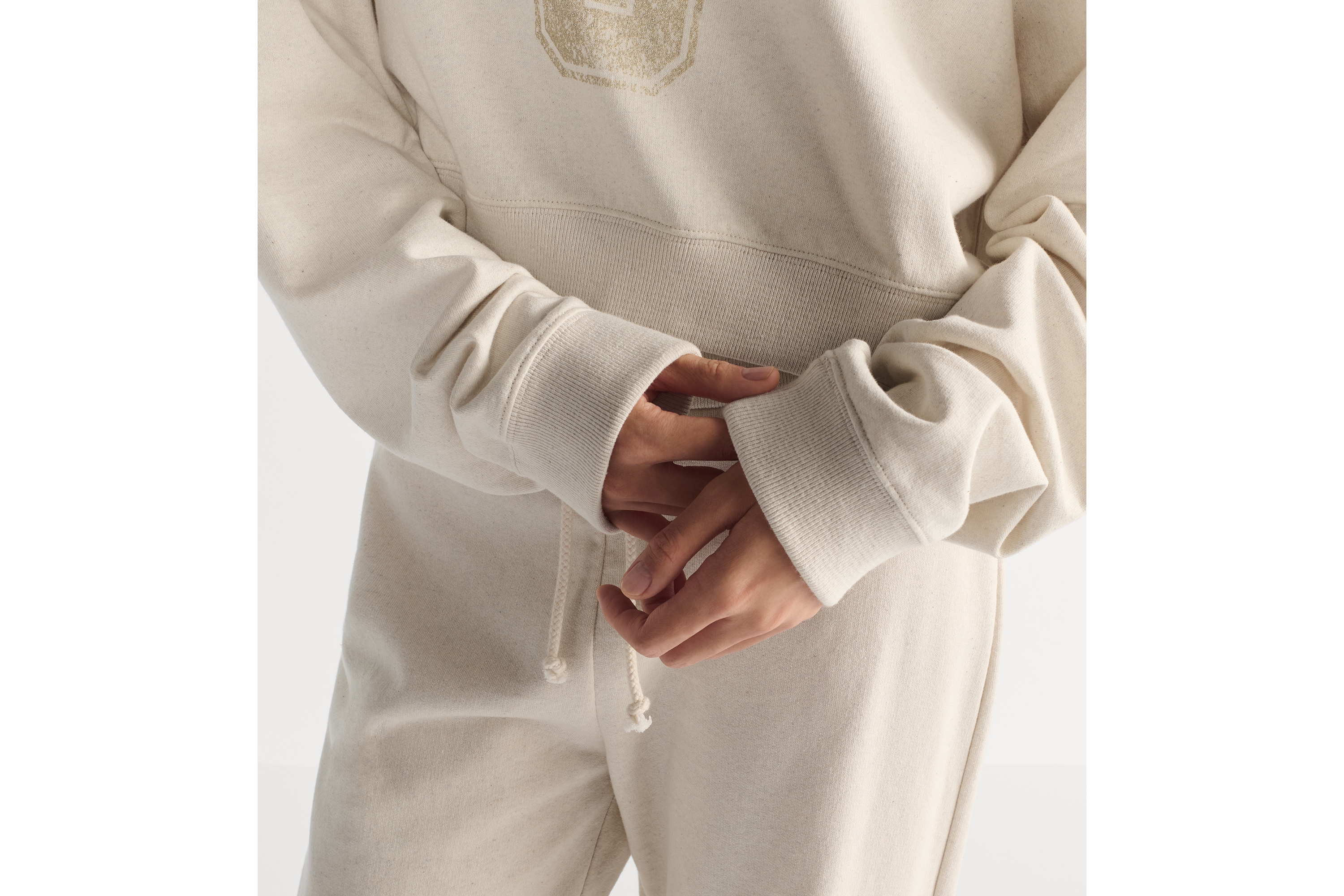 短款卫衣 米色棉质平纹针织面料 E13