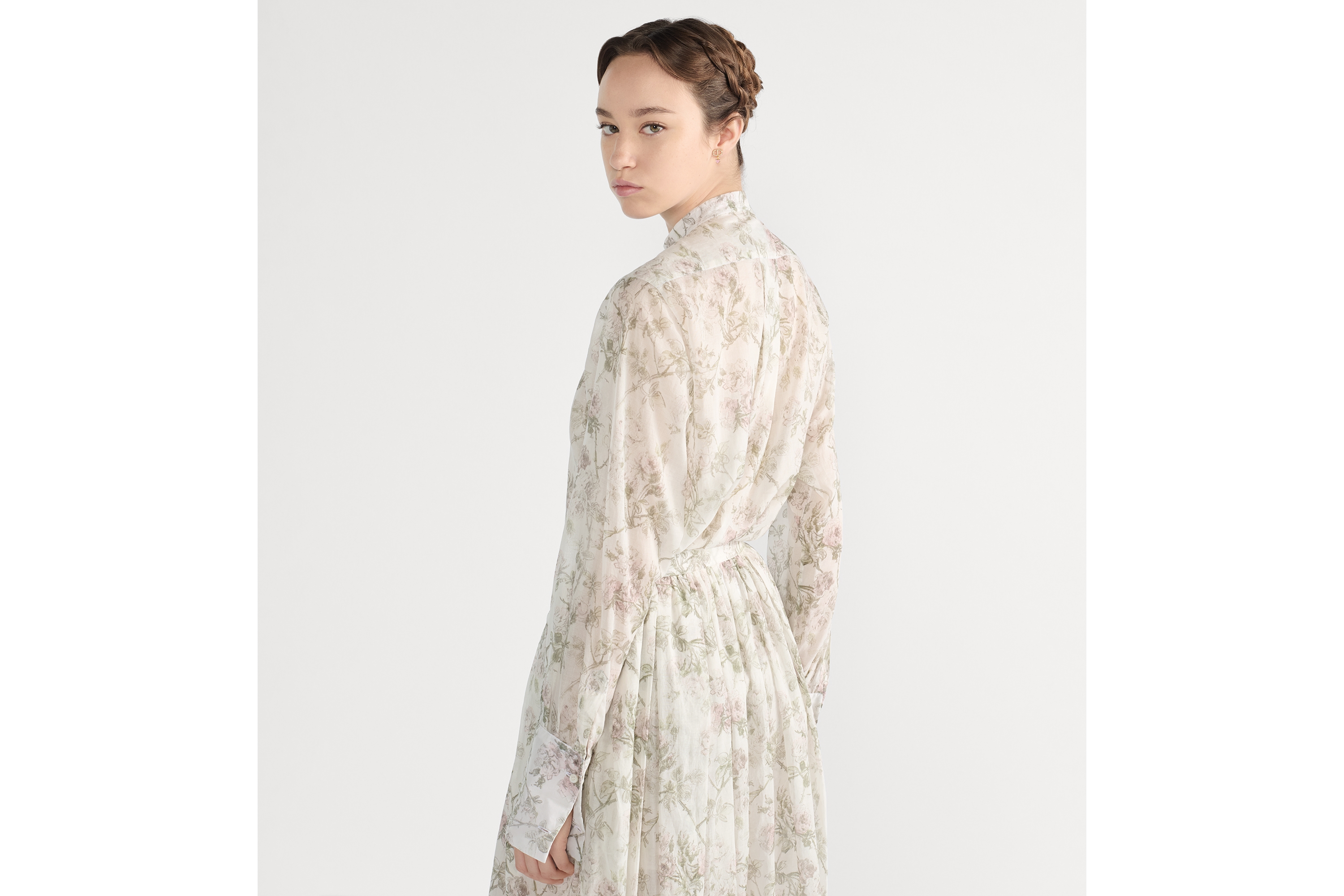 衬衫 白色棉质面料多色 Rosier de Dior 图案 E06