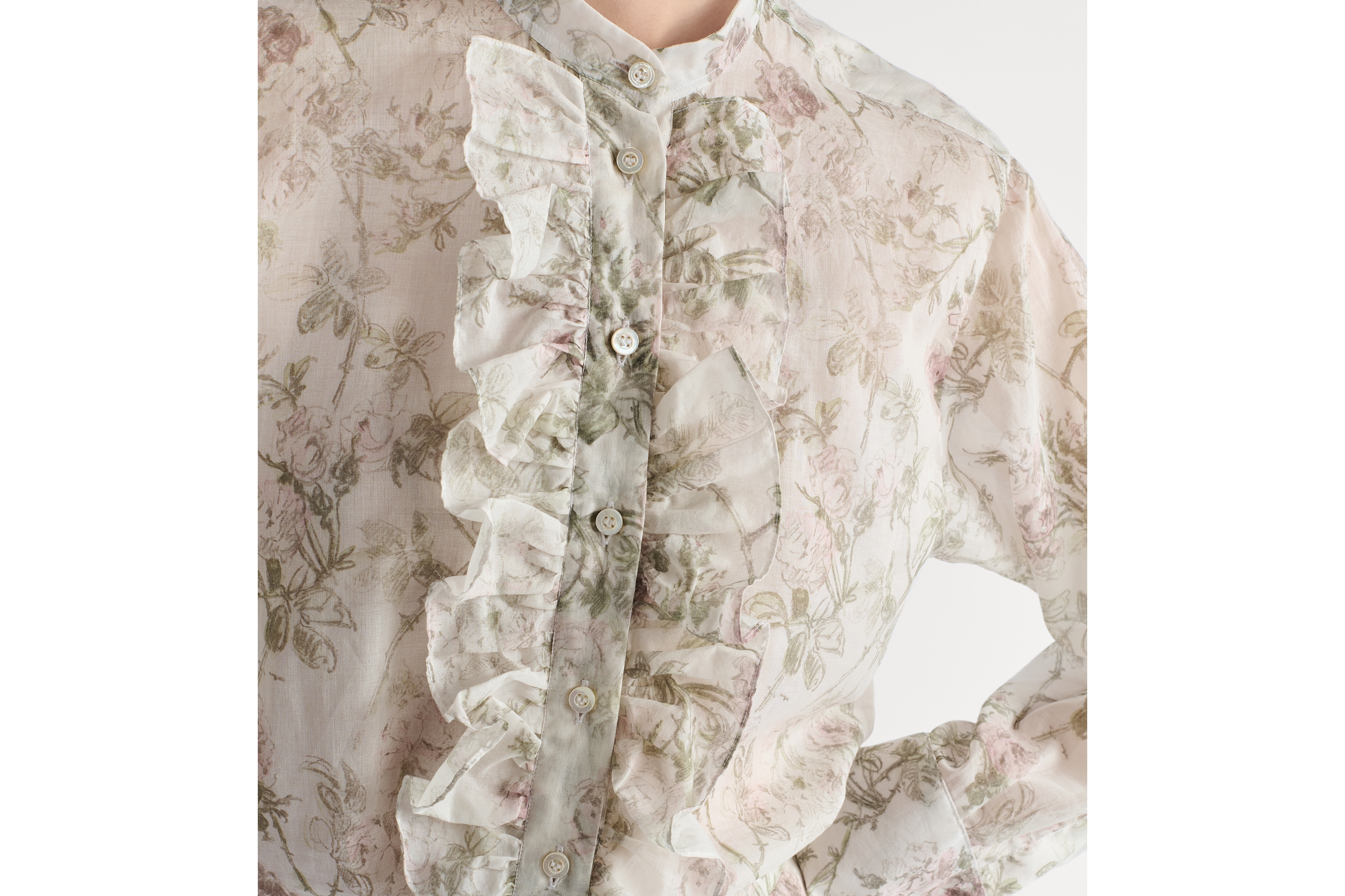 衬衫 白色棉质面料多色 Rosier de Dior 图案 E12