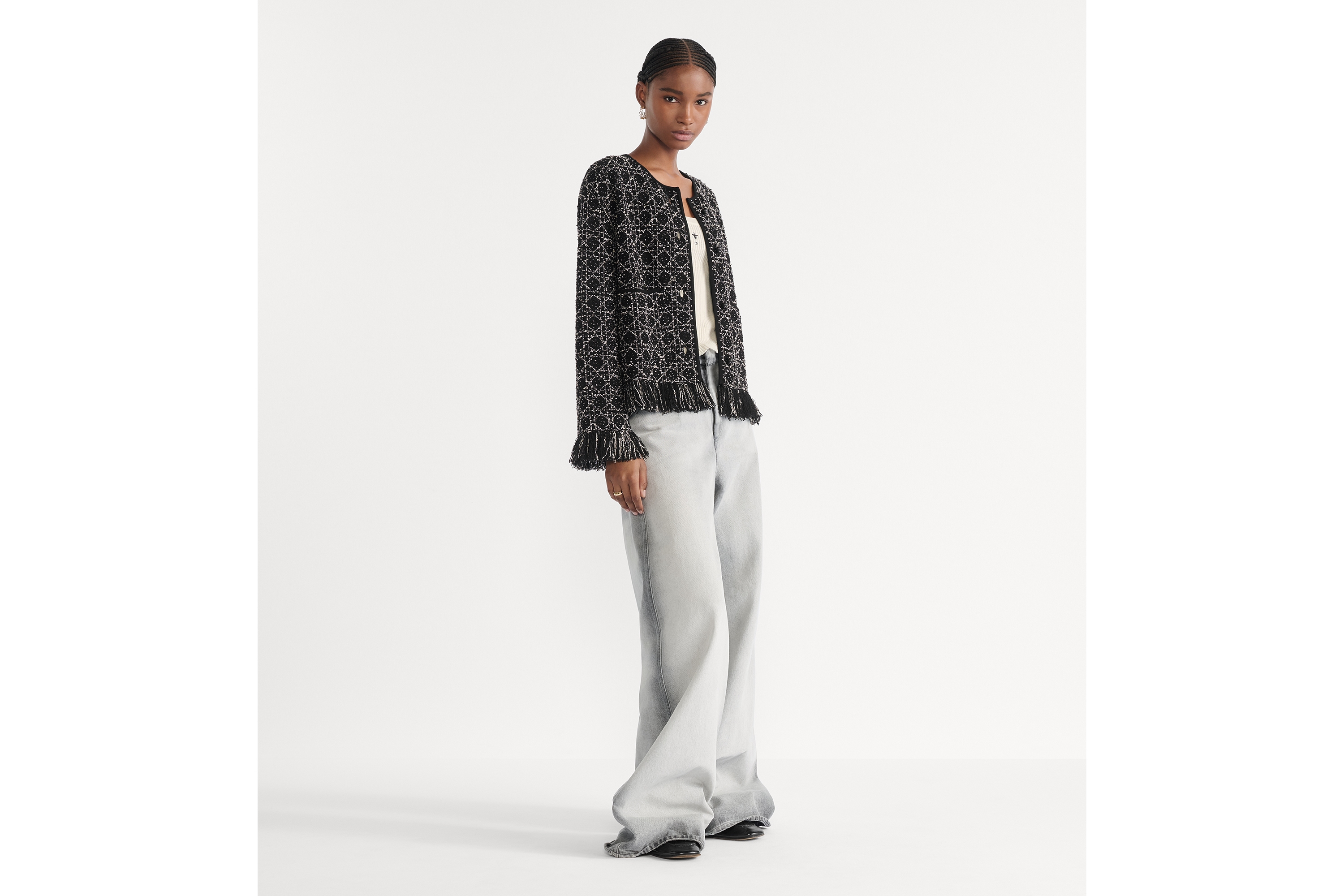 喇叭形牛仔裤 灰色石洗棉质牛仔面料 E01