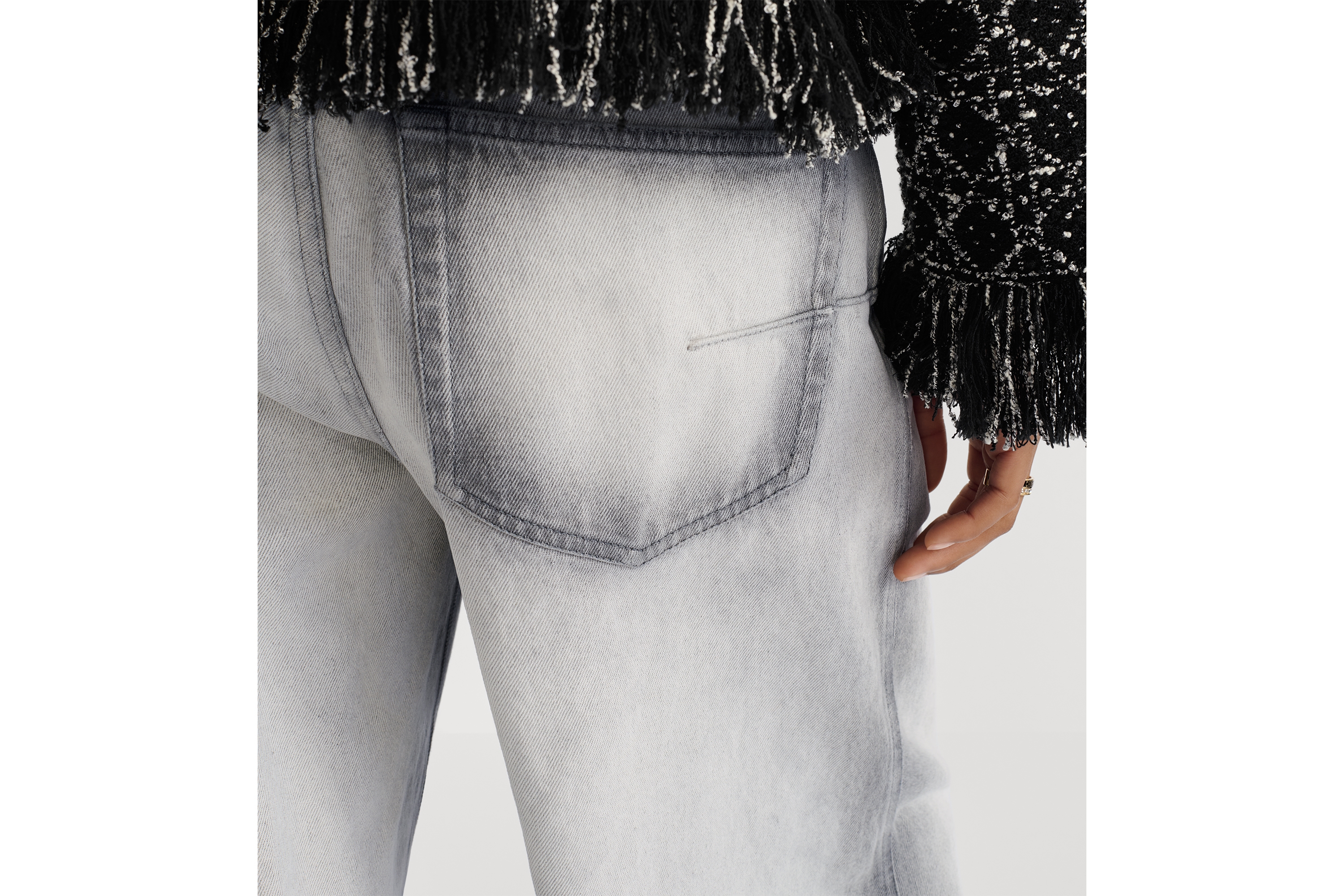 喇叭形牛仔裤 灰色石洗棉质牛仔面料 E13