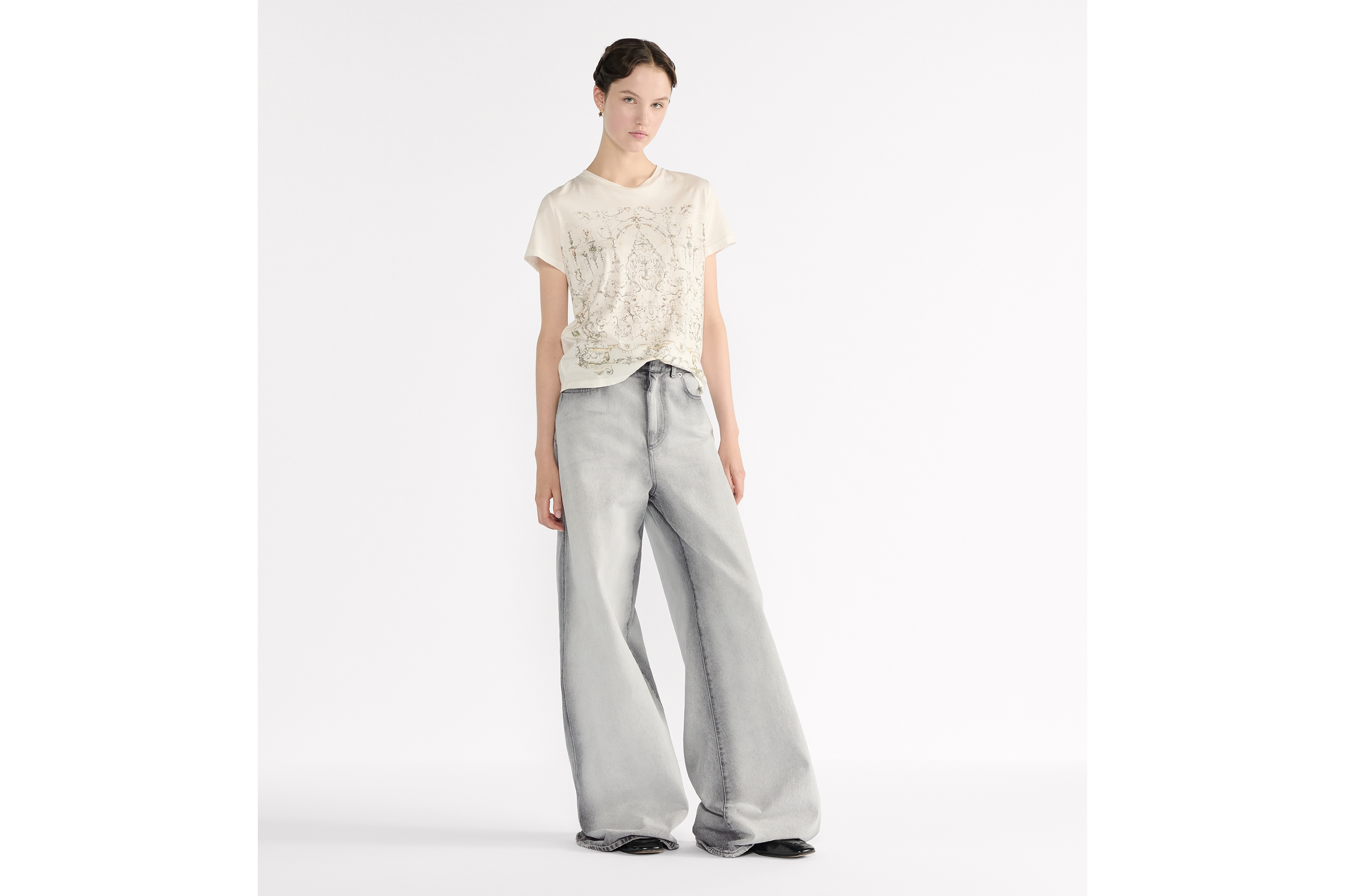 T 恤 白色棉质平纹针织面料多色 Dioresque Stella 图案 E01