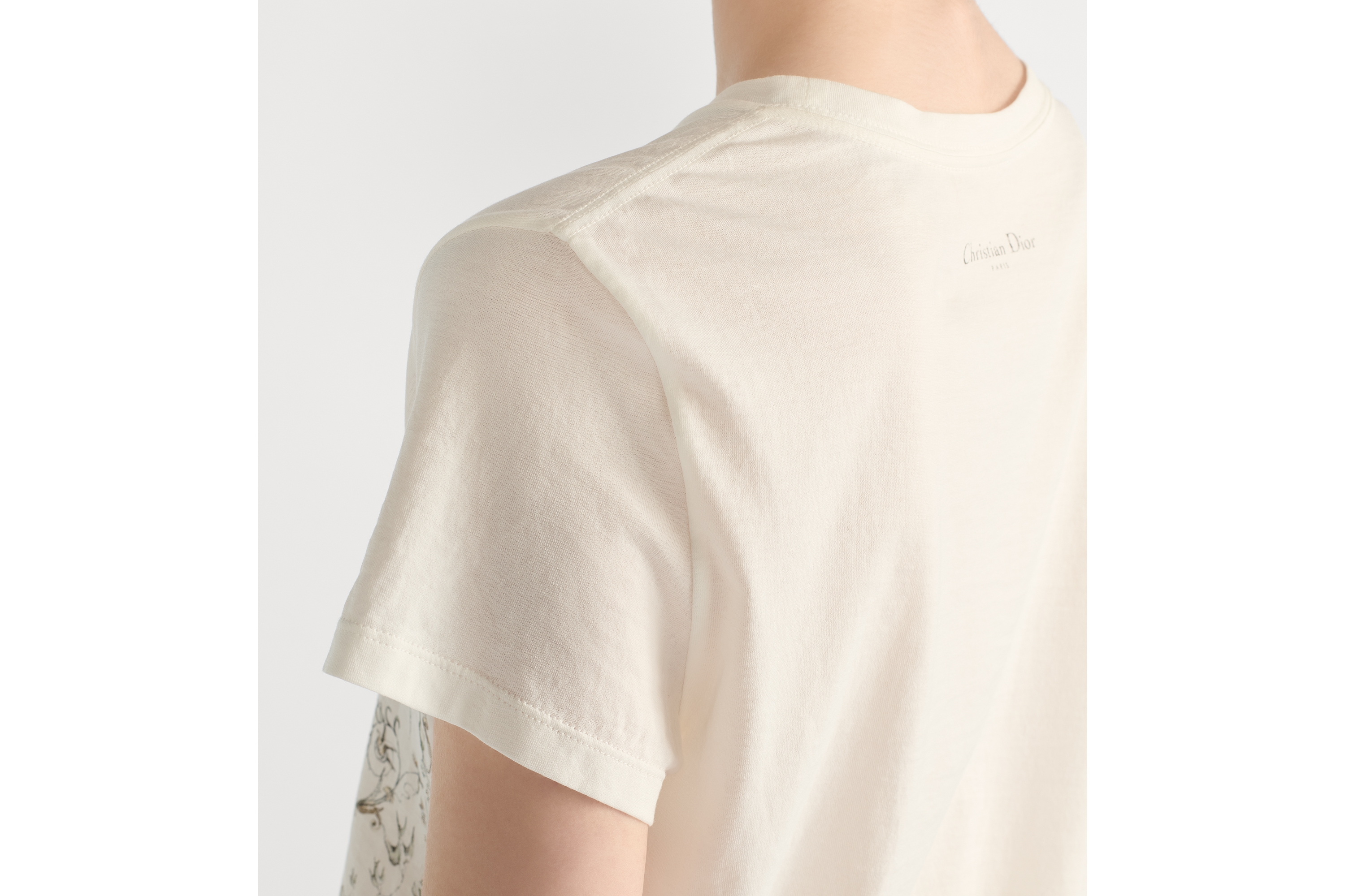 T 恤 白色棉质平纹针织面料多色 Dioresque Stella 图案 E06